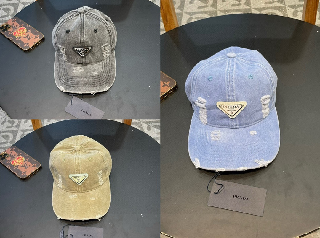  普拉达Prada 经典三角标棒球帽🧢万能必留款 戴一万年都好看 日常刚需 颜色完美 帽型正点 简直谁戴