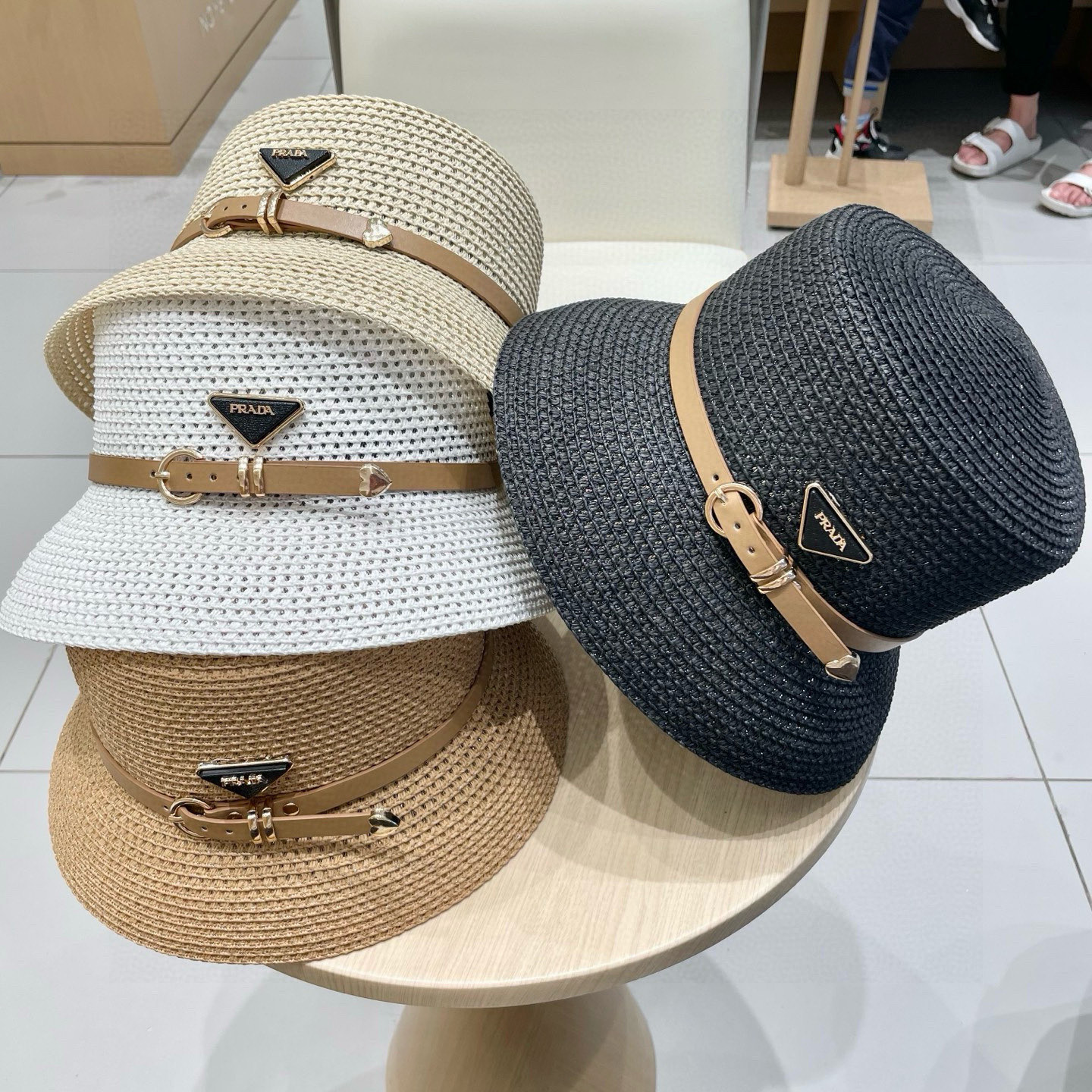  PRADA普拉达 草帽，名媛风盆帽，镂空高端定制，头围57cm