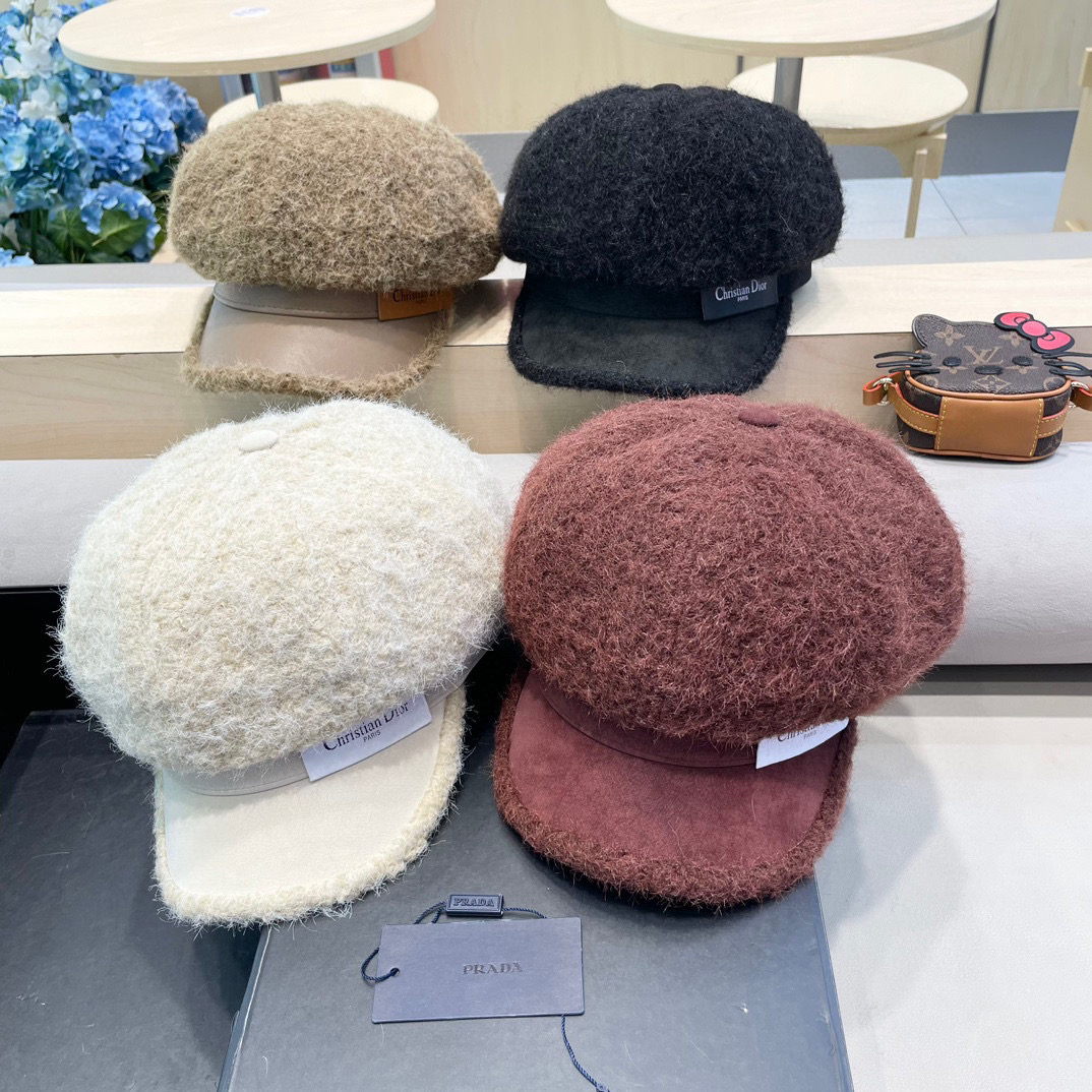  Dior迪奥新款韩版2024年秋冬休闲鸭舌帽   时尚字母拼接女士贝雷帽子