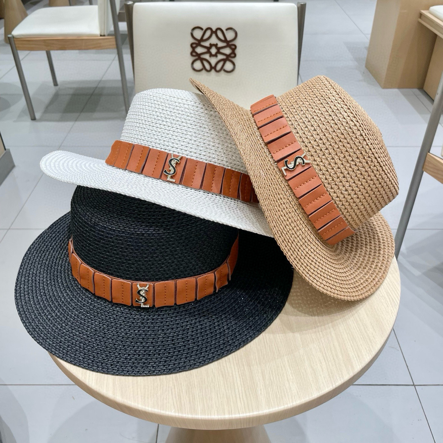  ysl 圣罗兰新款草帽，皮带盆帽，头围57cm