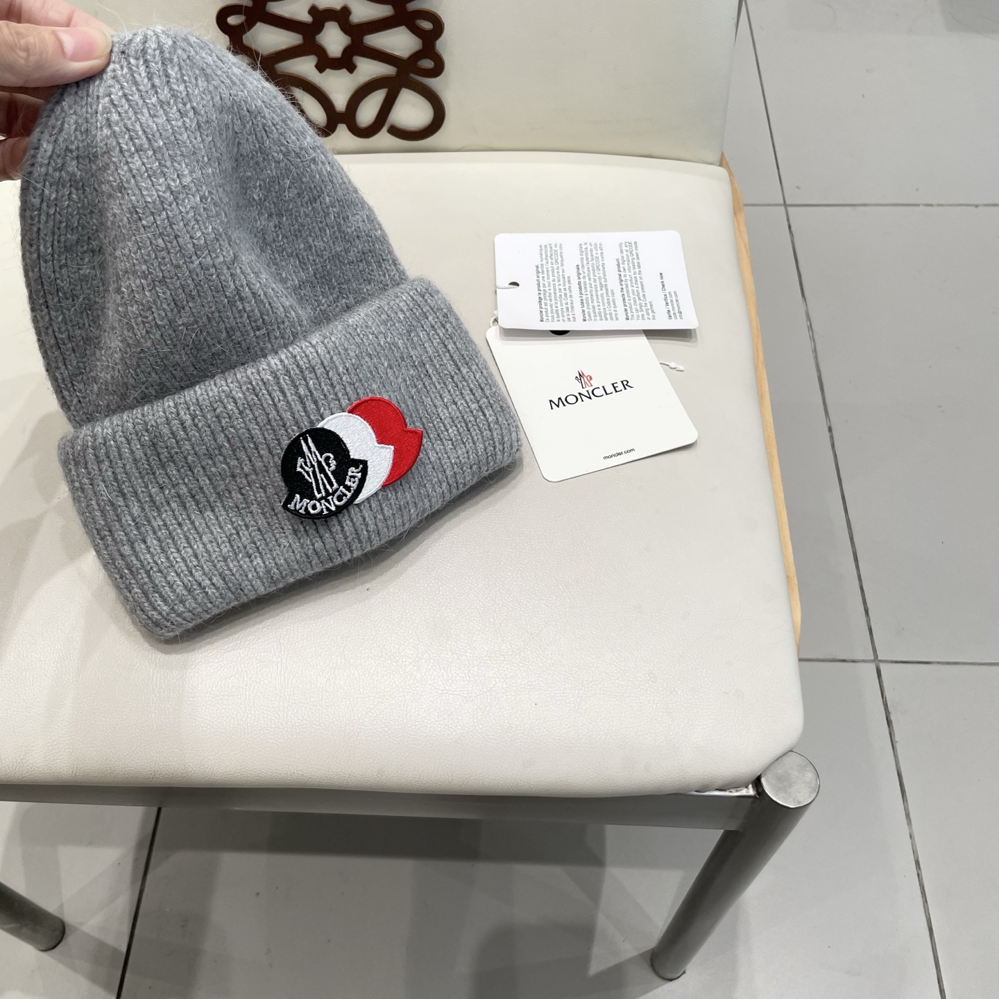  moncler 软糯安哥拉兔毛针织毛线帽女秋冬百搭显脸小玫粉色冷帽子