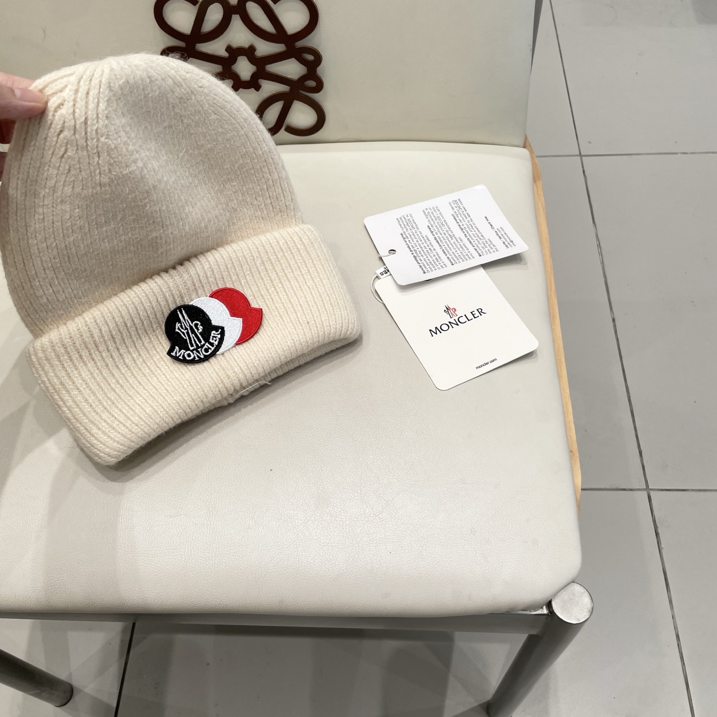  moncler 软糯安哥拉兔毛针织毛线帽女秋冬百搭显脸小玫粉色冷帽子