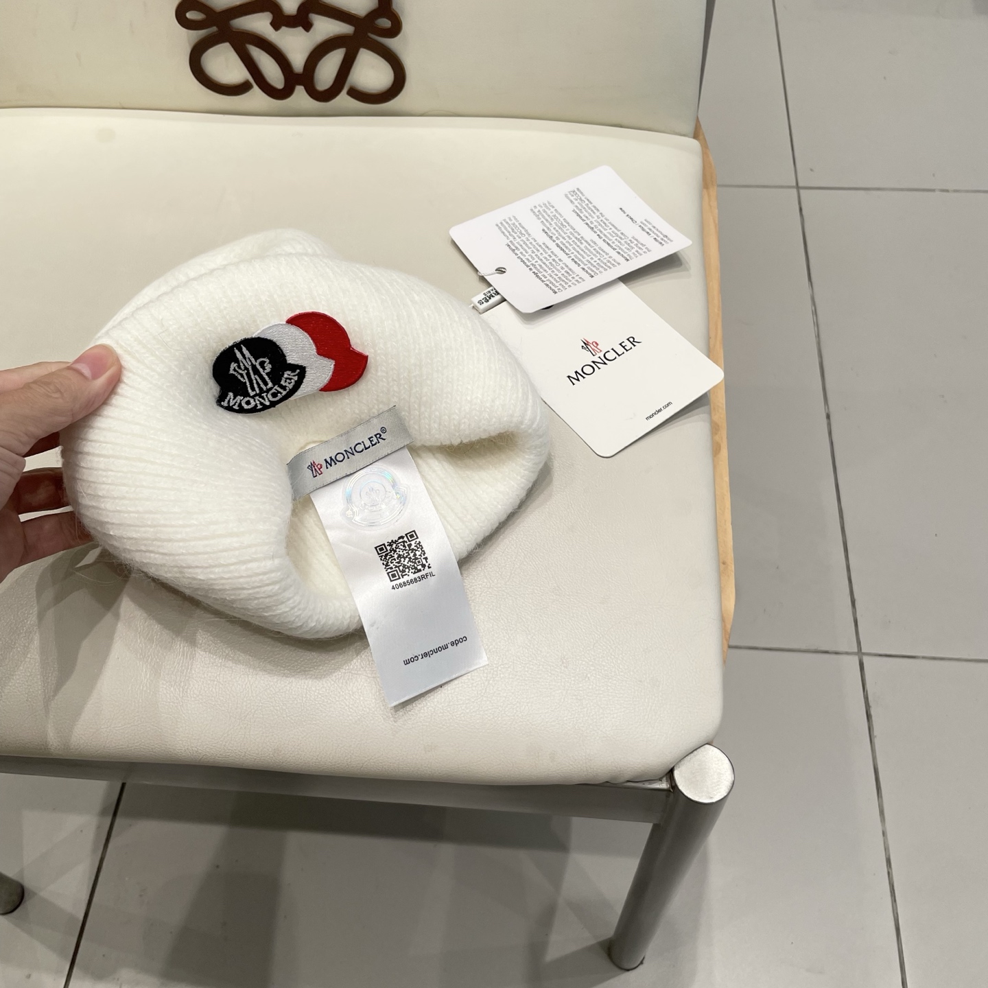  moncler 软糯安哥拉兔毛针织毛线帽女秋冬百搭显脸小玫粉色冷帽子