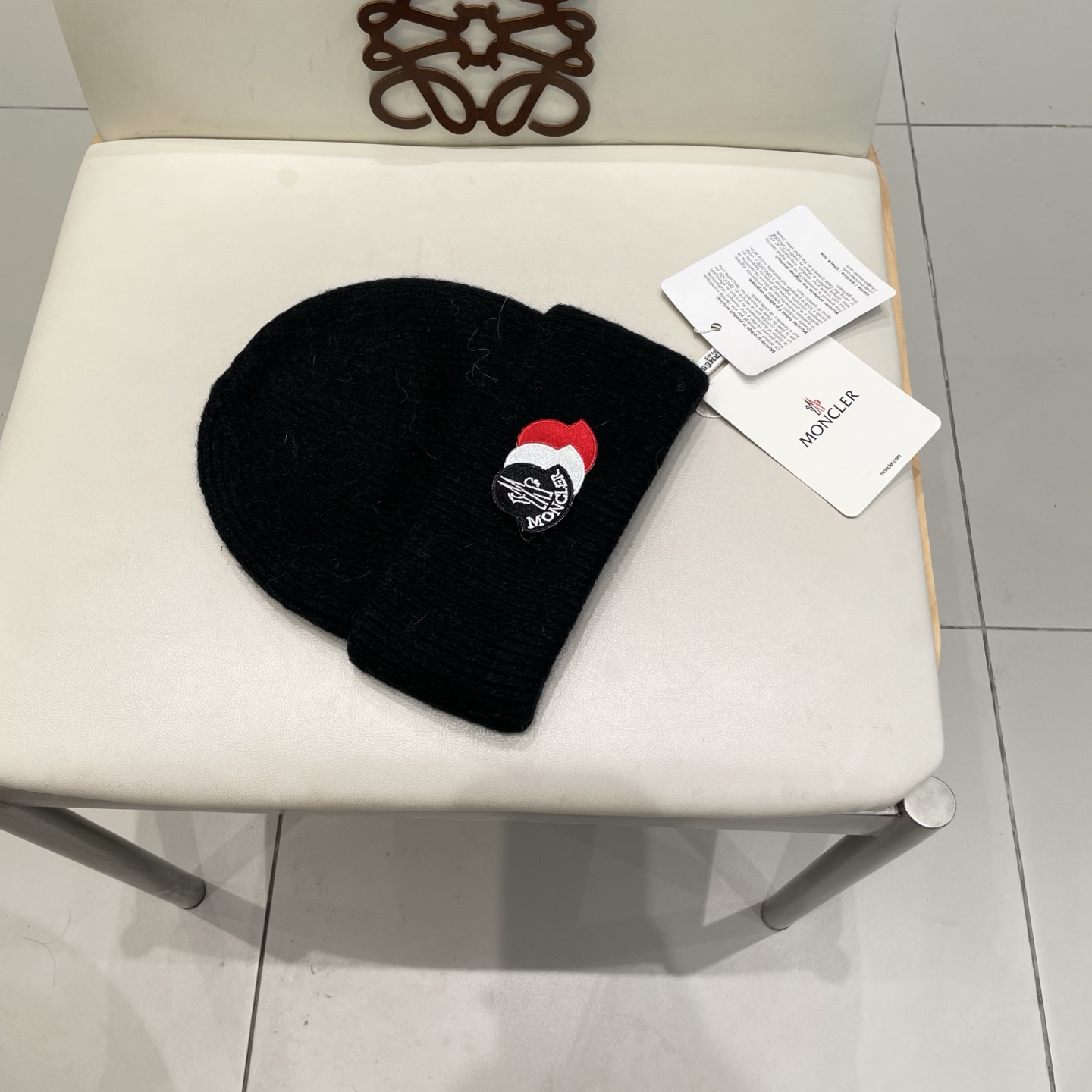  moncler 软糯安哥拉兔毛针织毛线帽女秋冬百搭显脸小玫粉色冷帽子