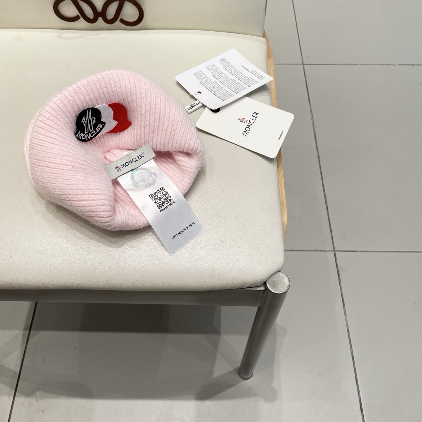  moncler 软糯安哥拉兔毛针织毛线帽女秋冬百搭显脸小玫粉色冷帽子