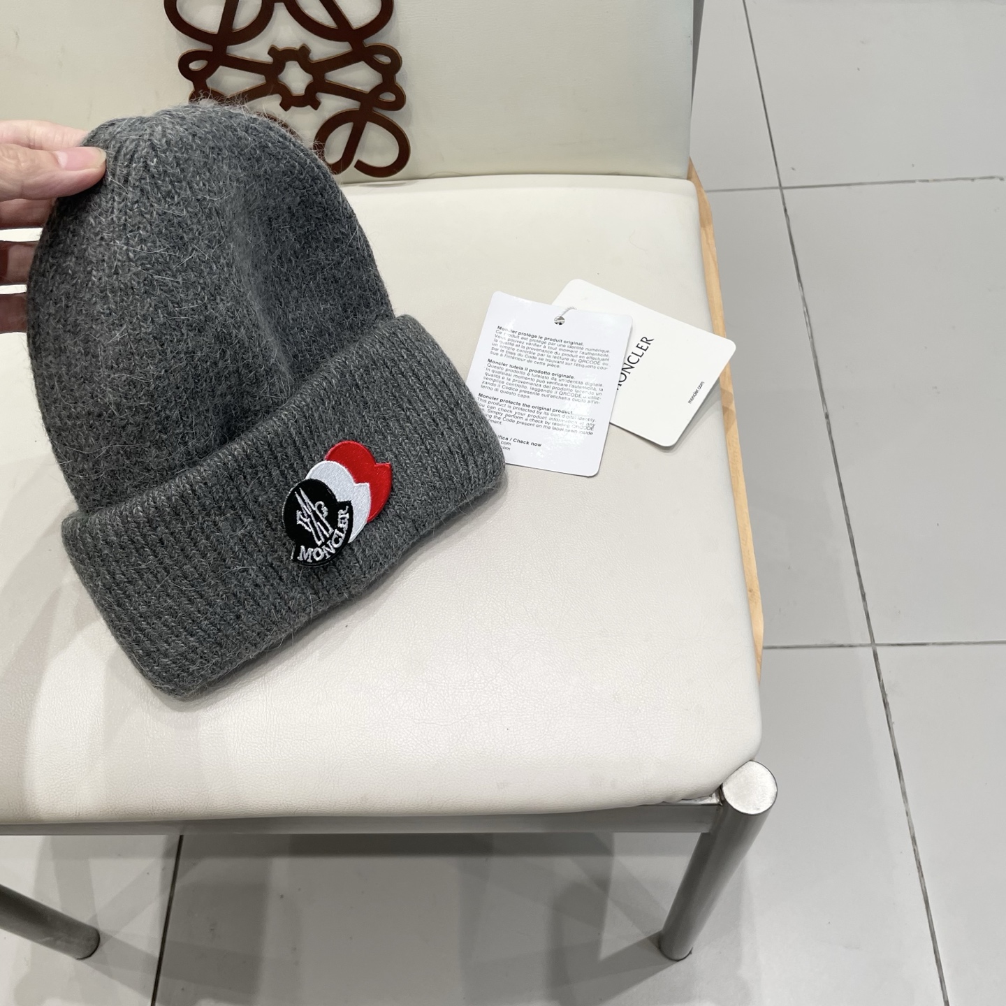  moncler 软糯安哥拉兔毛针织毛线帽女秋冬百搭显脸小玫粉色冷帽子