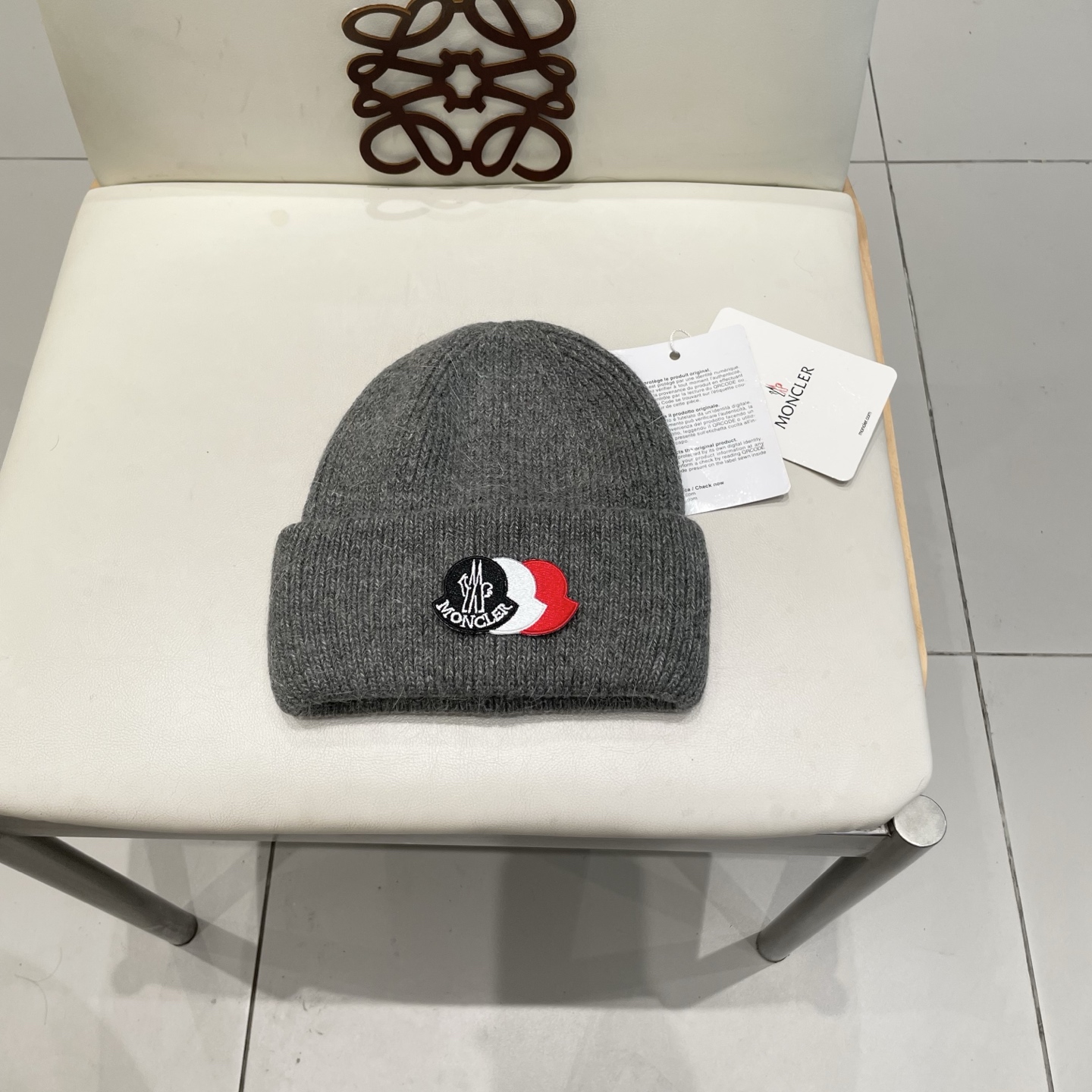  moncler 软糯安哥拉兔毛针织毛线帽女秋冬百搭显脸小玫粉色冷帽子