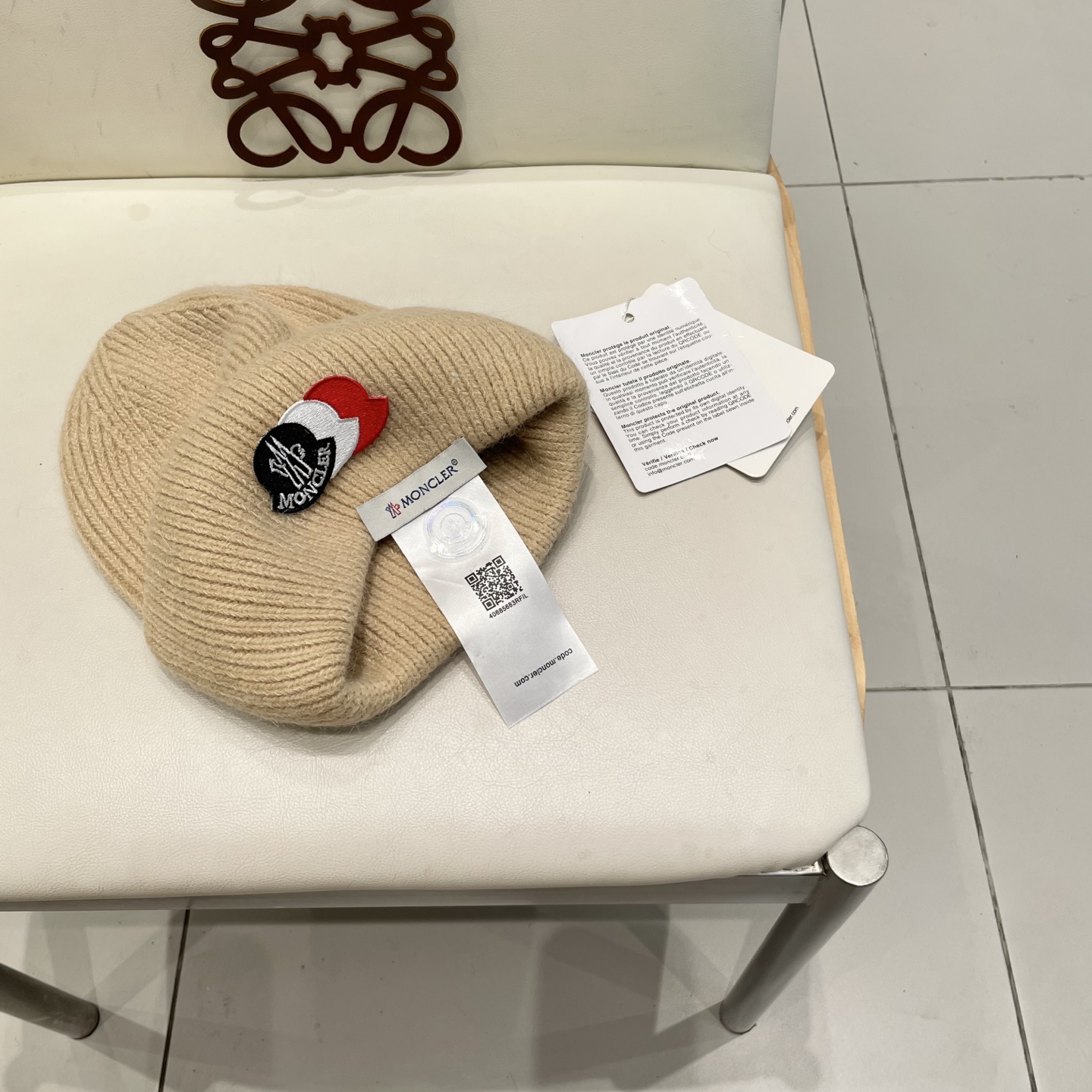  moncler 软糯安哥拉兔毛针织毛线帽女秋冬百搭显脸小玫粉色冷帽子