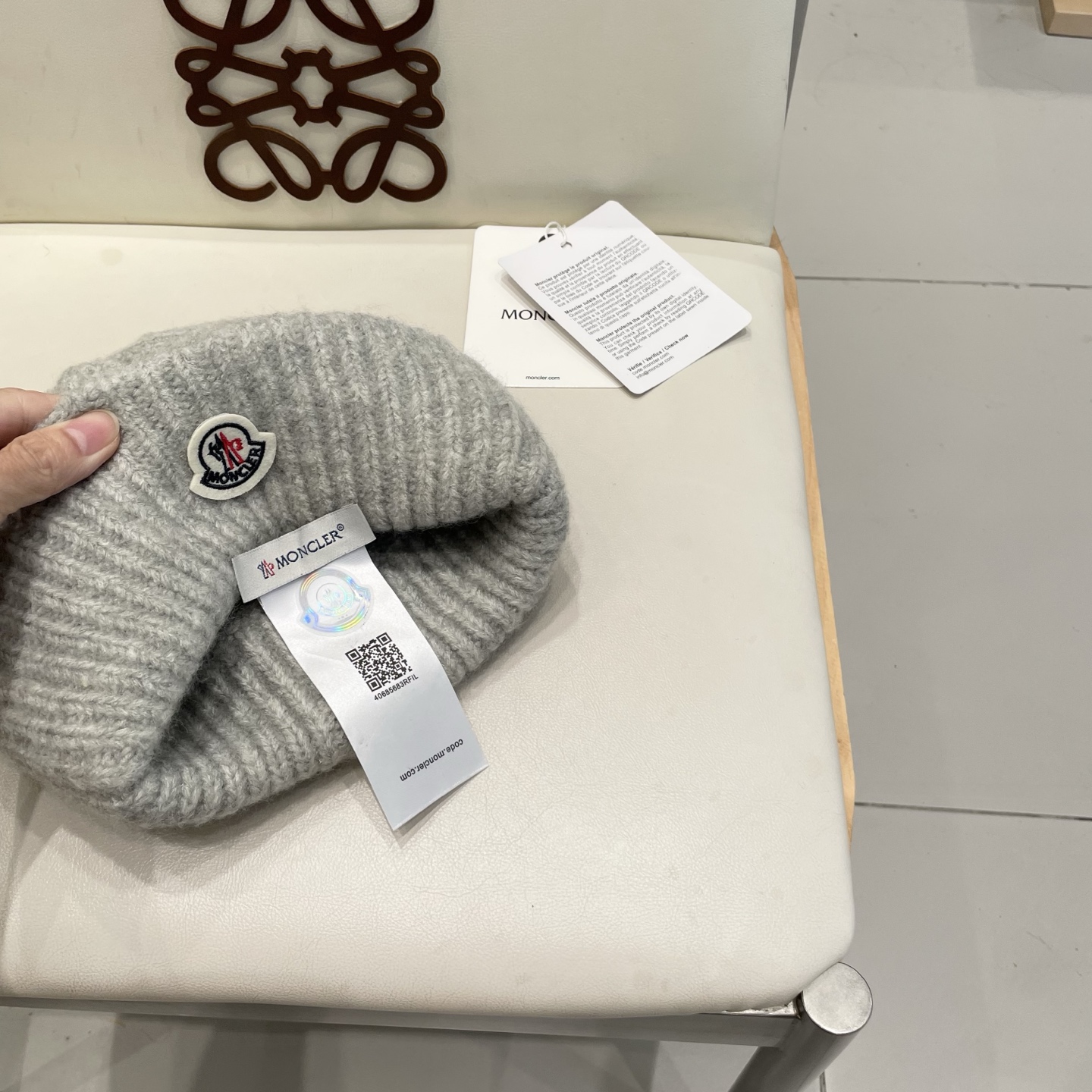    moncler大头围毛线帽子女秋冬季含羊毛针织帽保暖百搭护耳冷帽男宽松显瘦