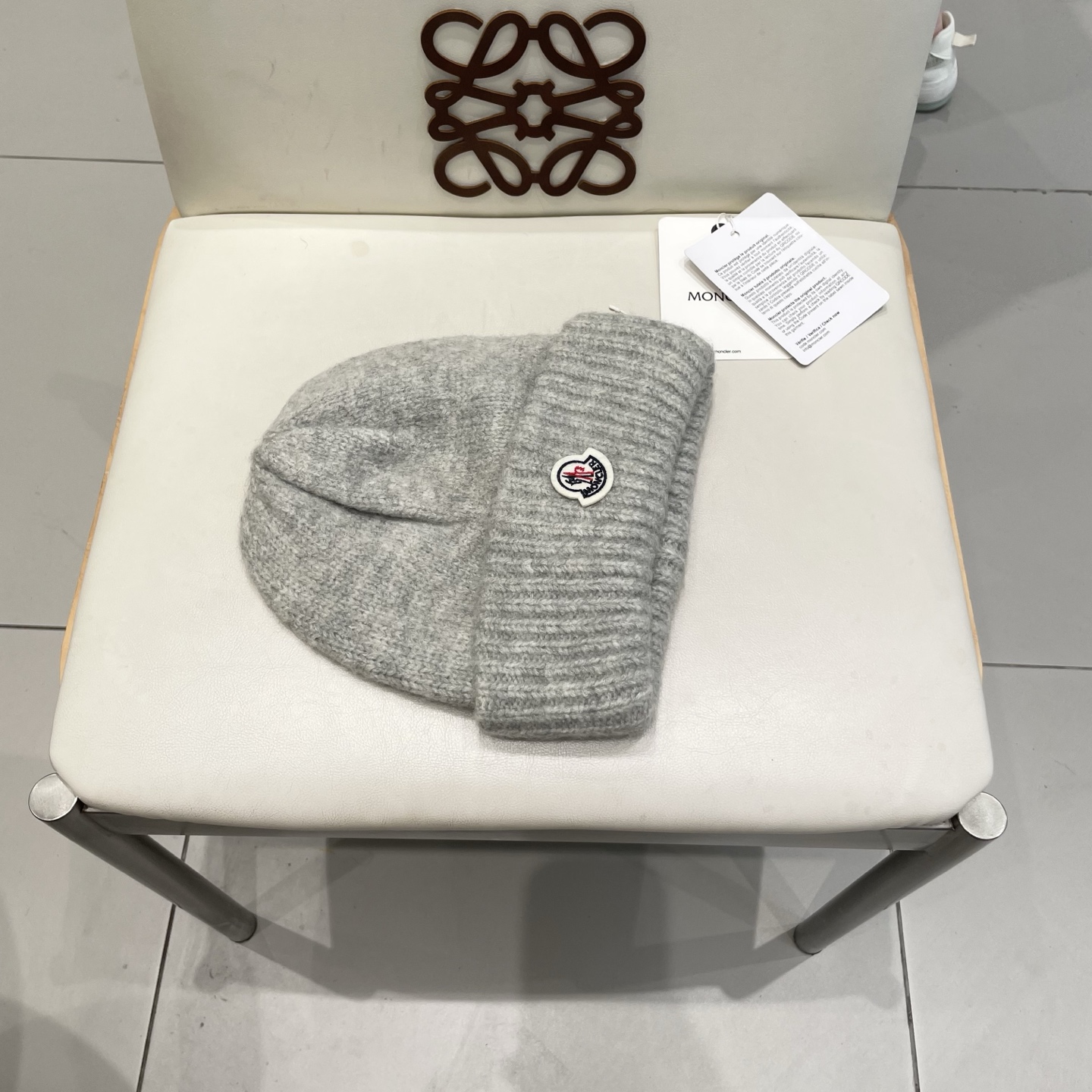    moncler大头围毛线帽子女秋冬季含羊毛针织帽保暖百搭护耳冷帽男宽松显瘦