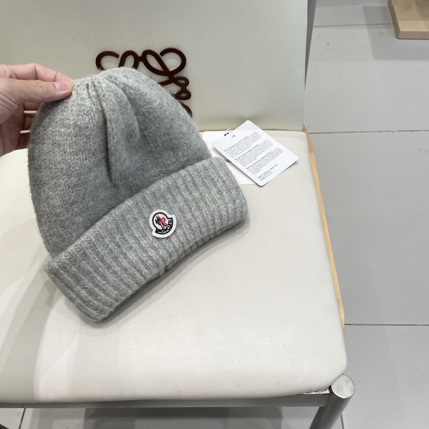    moncler大头围毛线帽子女秋冬季含羊毛针织帽保暖百搭护耳冷帽男宽松显瘦