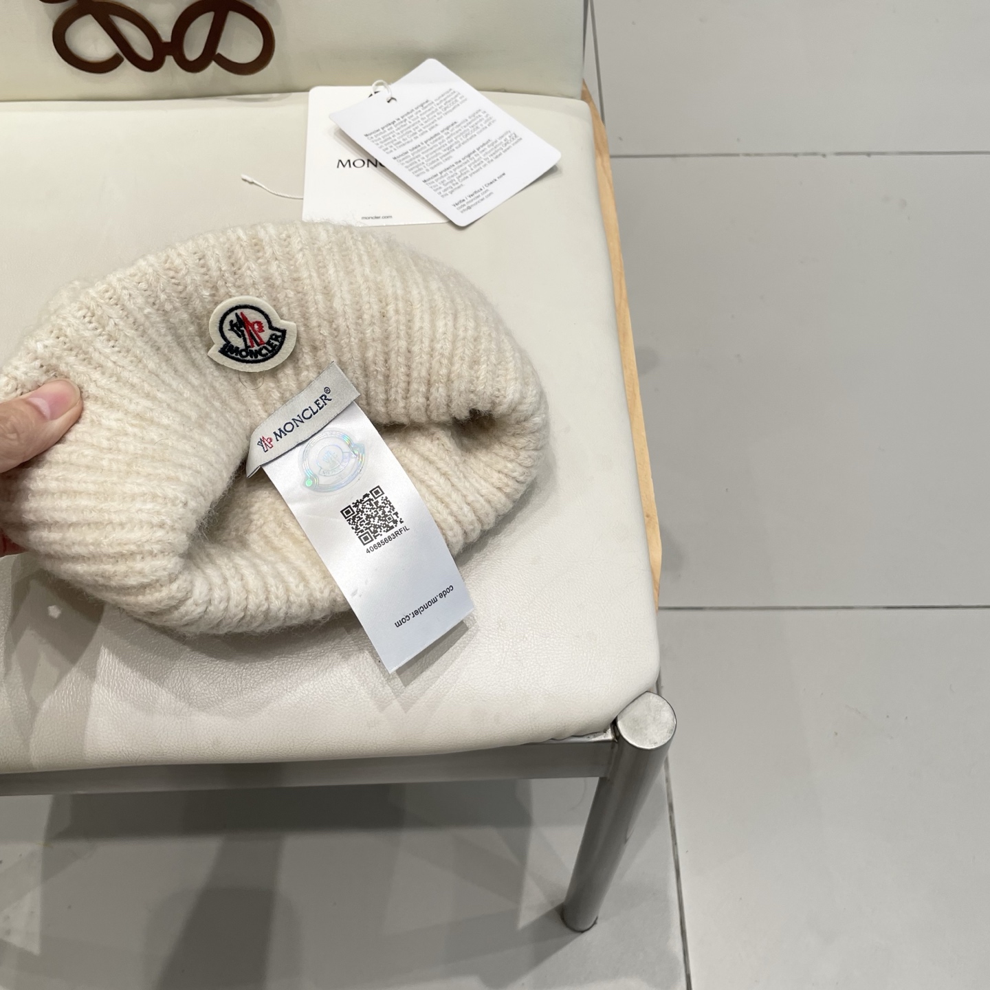    moncler大头围毛线帽子女秋冬季含羊毛针织帽保暖百搭护耳冷帽男宽松显瘦