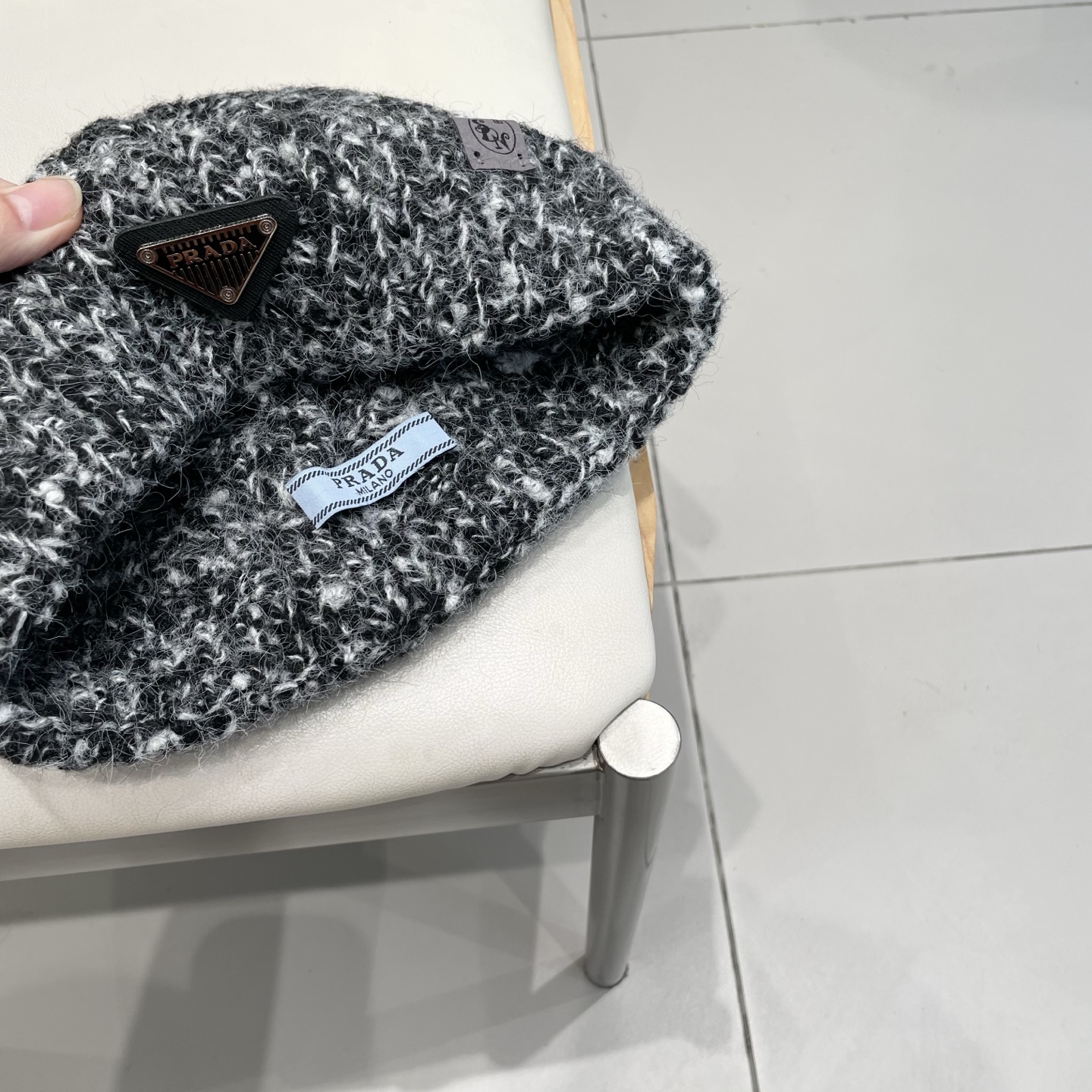   Prada新款帽子女粗针织毛线帽春秋季百搭大头围绿色宽松ins显脸小