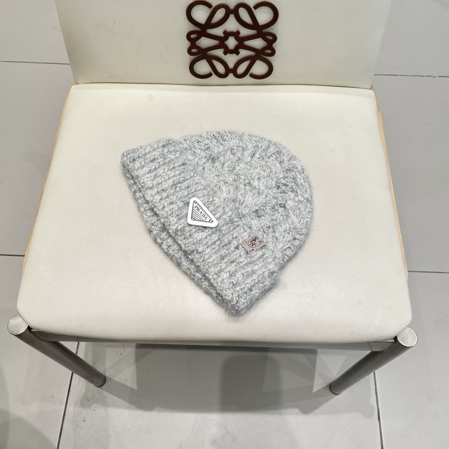   Prada新款帽子女粗针织毛线帽春秋季百搭大头围绿色宽松ins显脸小