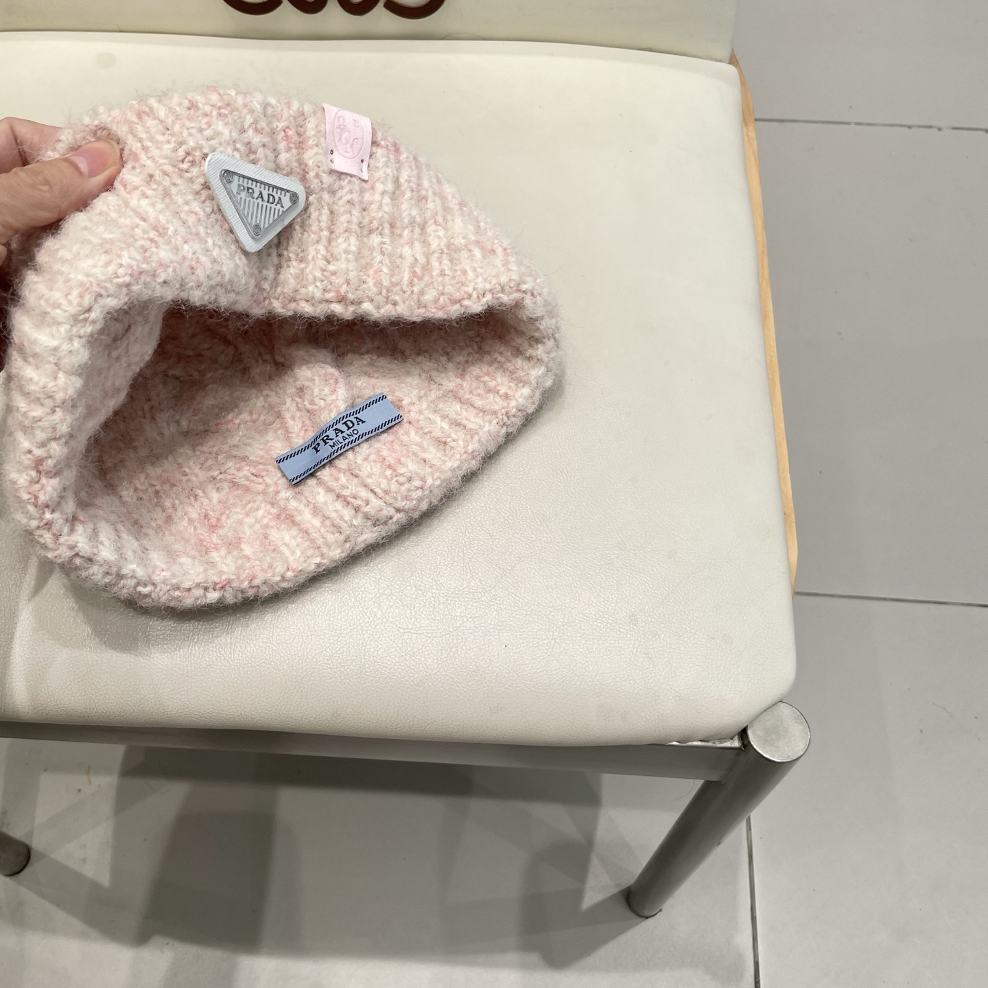   Prada新款帽子女粗针织毛线帽春秋季百搭大头围绿色宽松ins显脸小