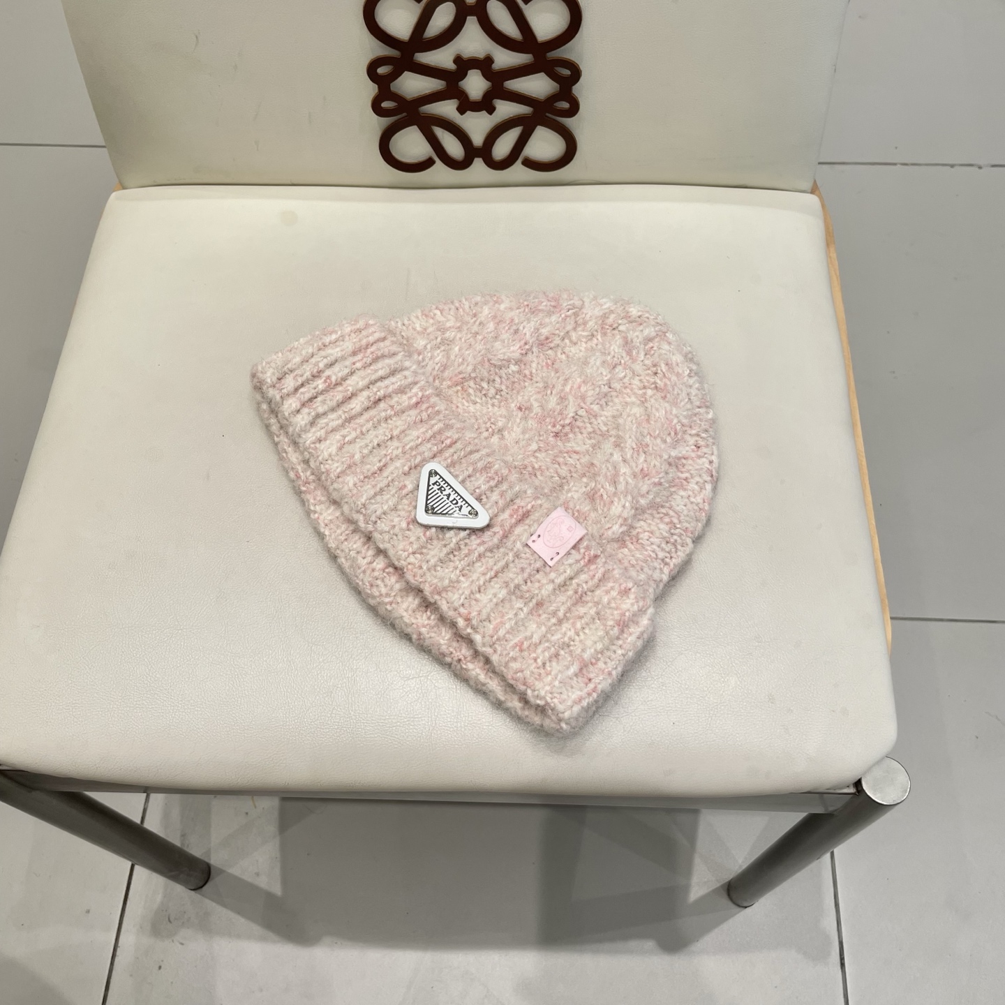   Prada新款帽子女粗针织毛线帽春秋季百搭大头围绿色宽松ins显脸小