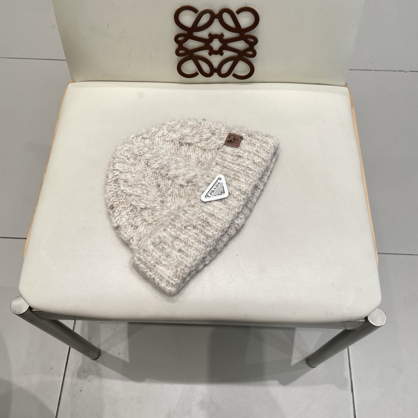   Prada新款帽子女粗针织毛线帽春秋季百搭大头围绿色宽松ins显脸小