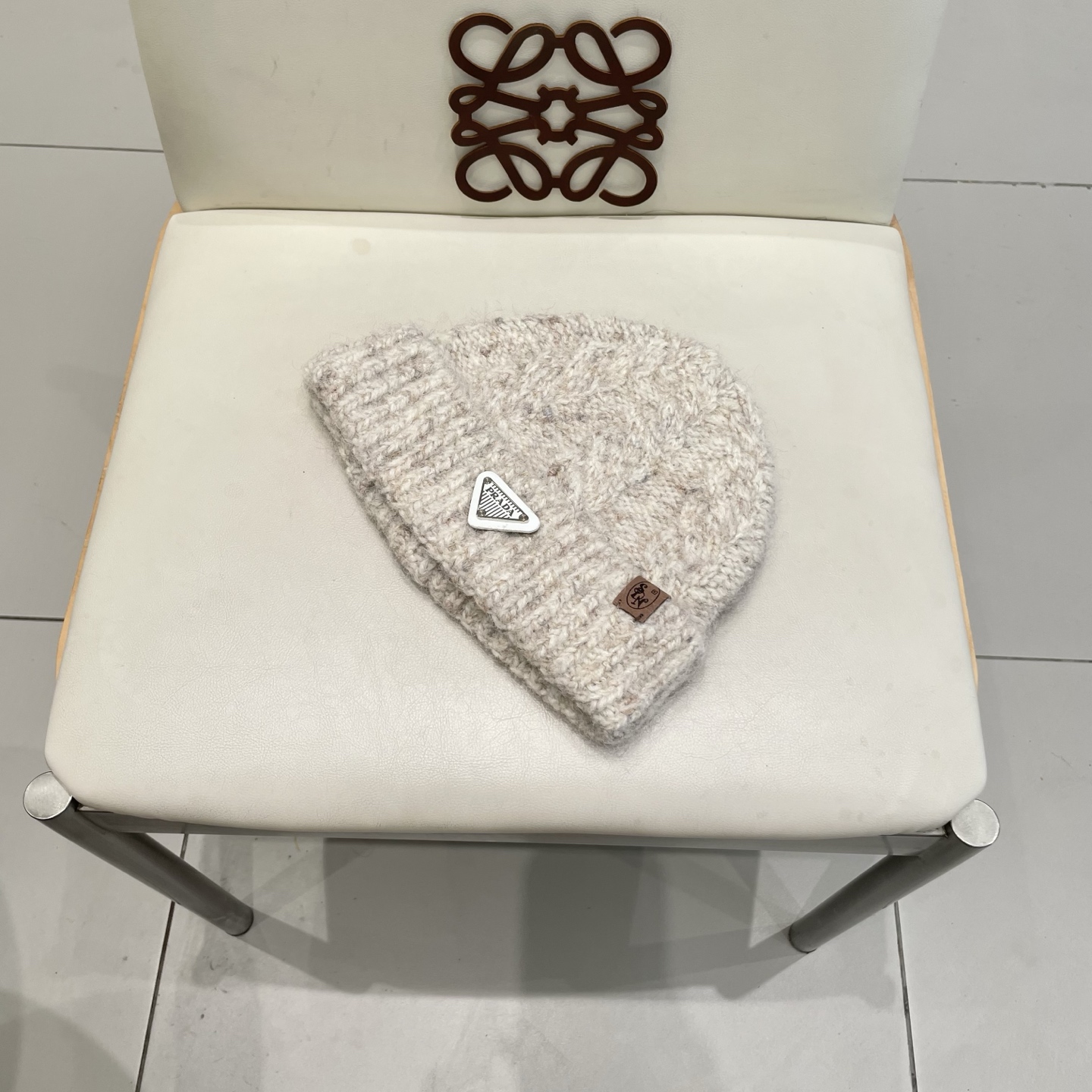   Prada新款帽子女粗针织毛线帽春秋季百搭大头围绿色宽松ins显脸小