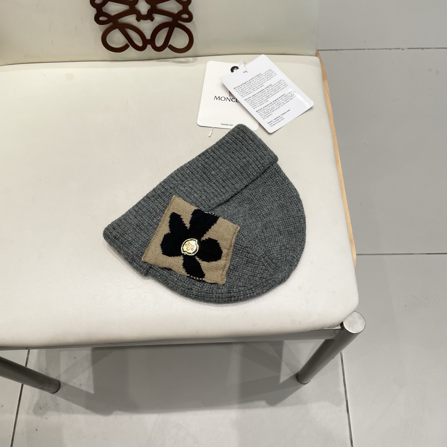  moncler毛线帽雾霾蓝冷帽湖蓝色韩版潮宝蓝色日系针织帽子女秋冬百搭