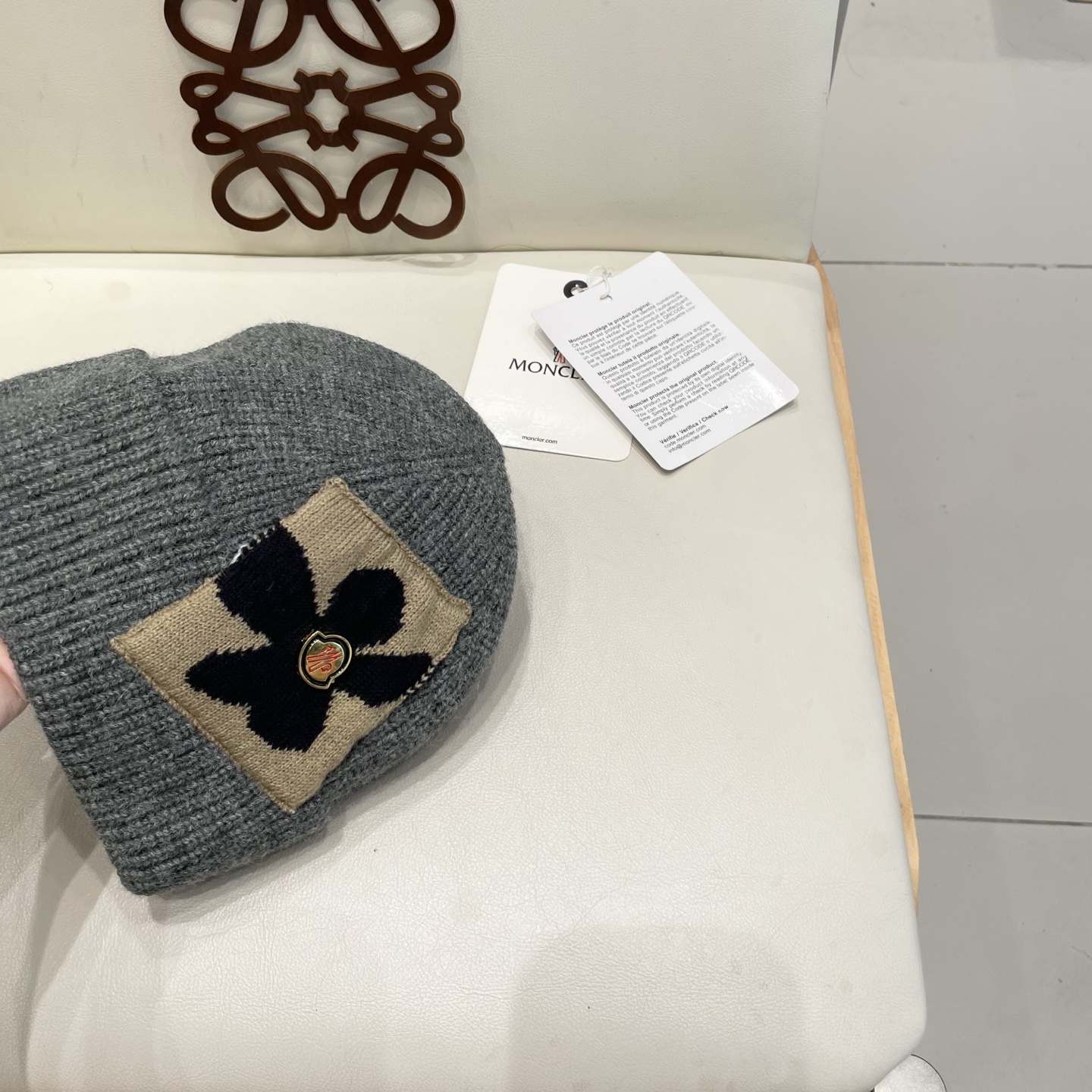  moncler毛线帽雾霾蓝冷帽湖蓝色韩版潮宝蓝色日系针织帽子女秋冬百搭