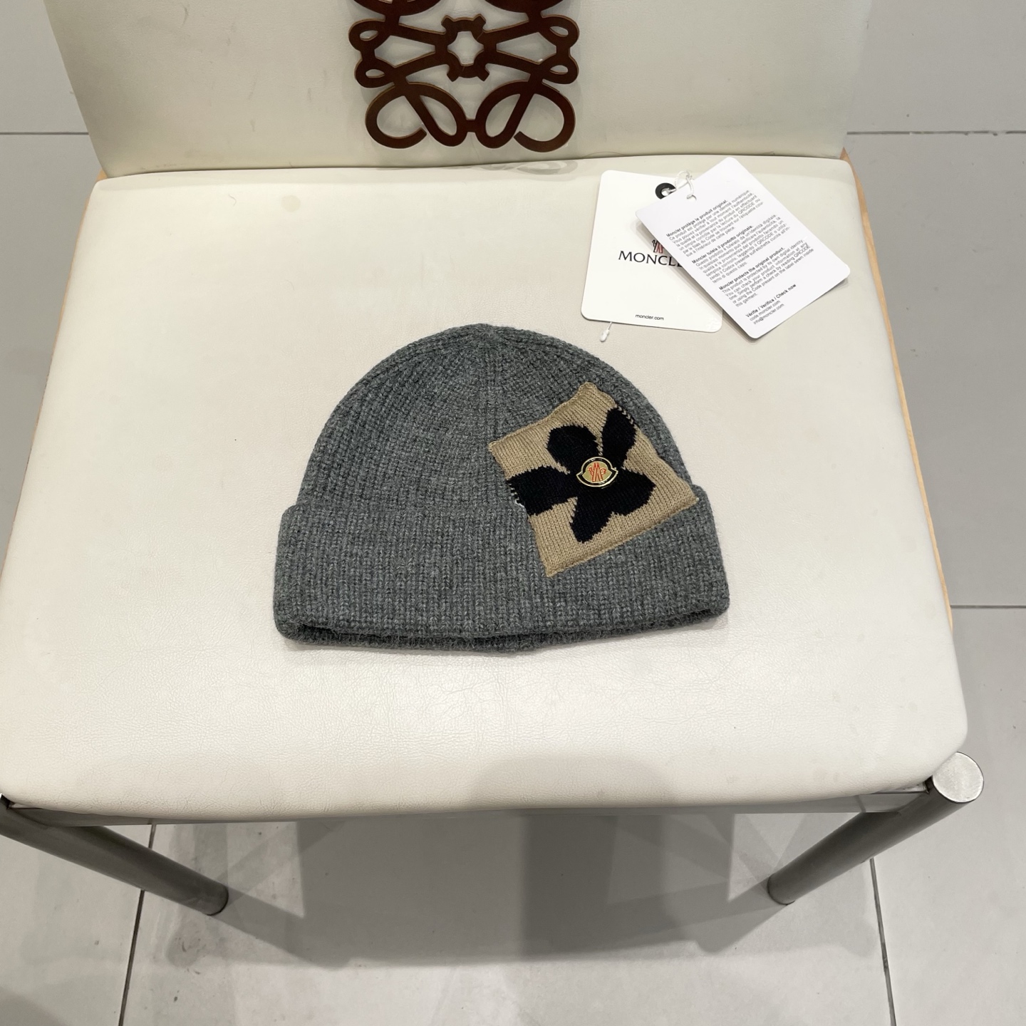  moncler毛线帽雾霾蓝冷帽湖蓝色韩版潮宝蓝色日系针织帽子女秋冬百搭