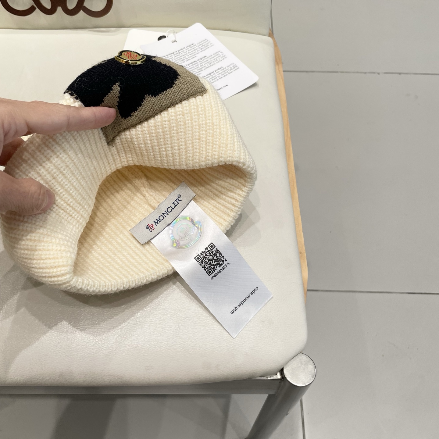  moncler毛线帽雾霾蓝冷帽湖蓝色韩版潮宝蓝色日系针织帽子女秋冬百搭