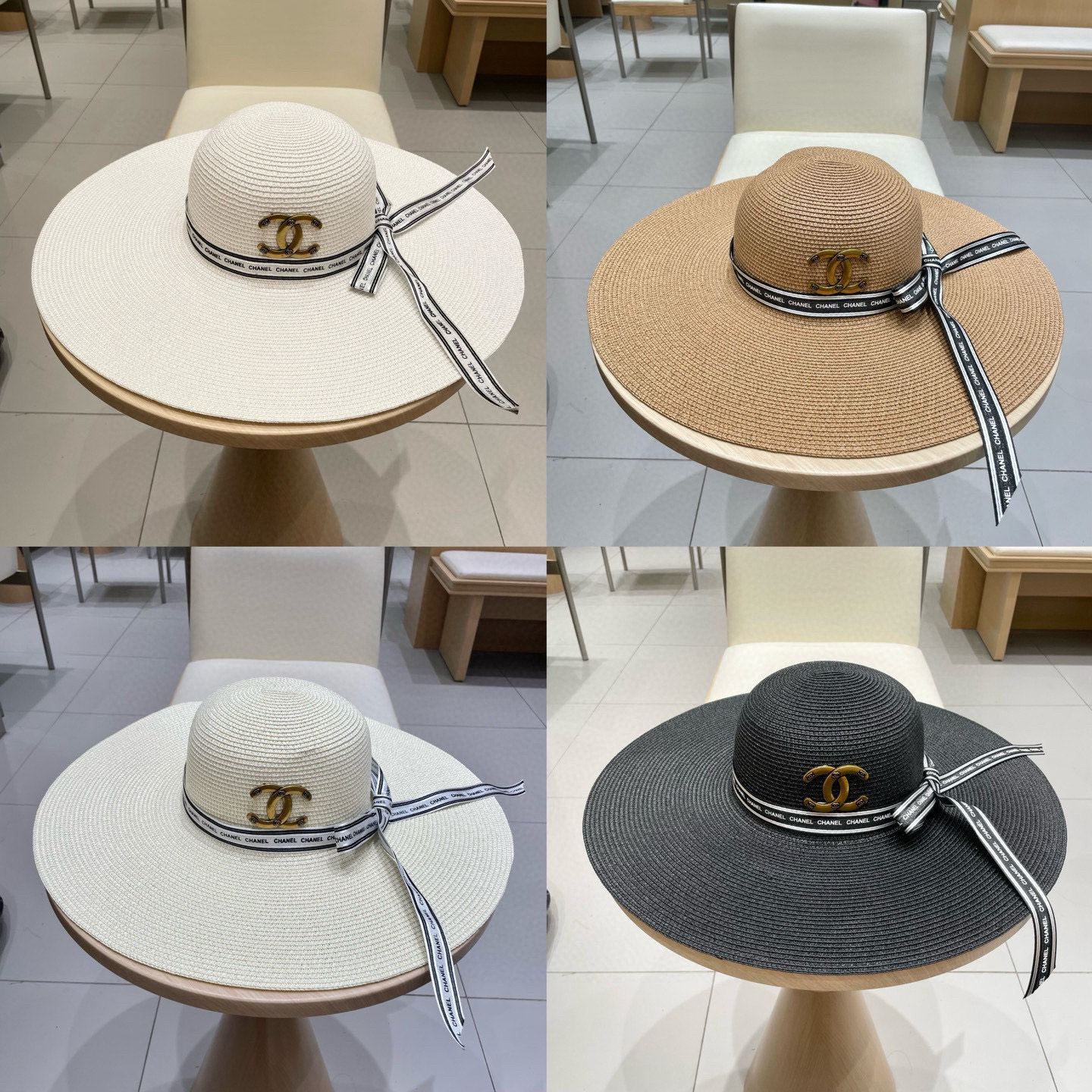  【CHANEL香奈儿】2025新款草编大檐织带款编织草帽，度假休闲必备，优雅大方的一款