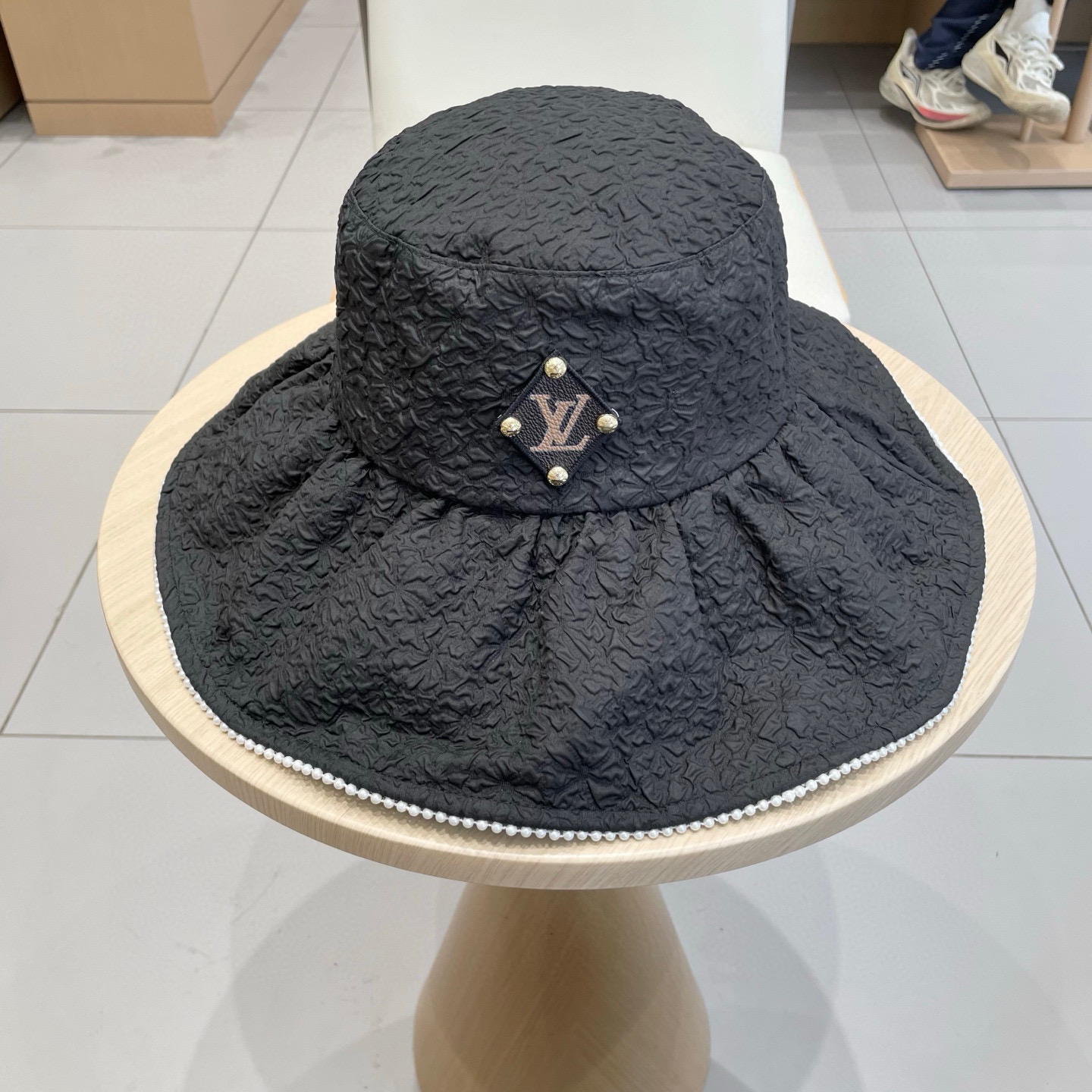 🧢路易威登棒球帽 LouisVuitton😍新款LV夏季加大帽檐珍珠防晒帽子女太阳帽百搭日系沙滩防紫外