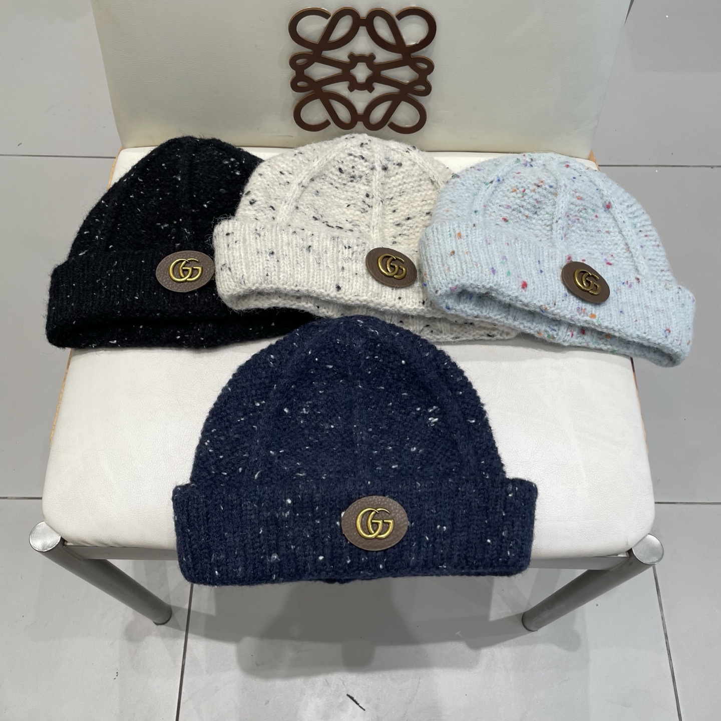  gucci古奇2025新款秋冬季彩色点点针织帽子女韩版百搭显脸小毛线帽保暖冷帽