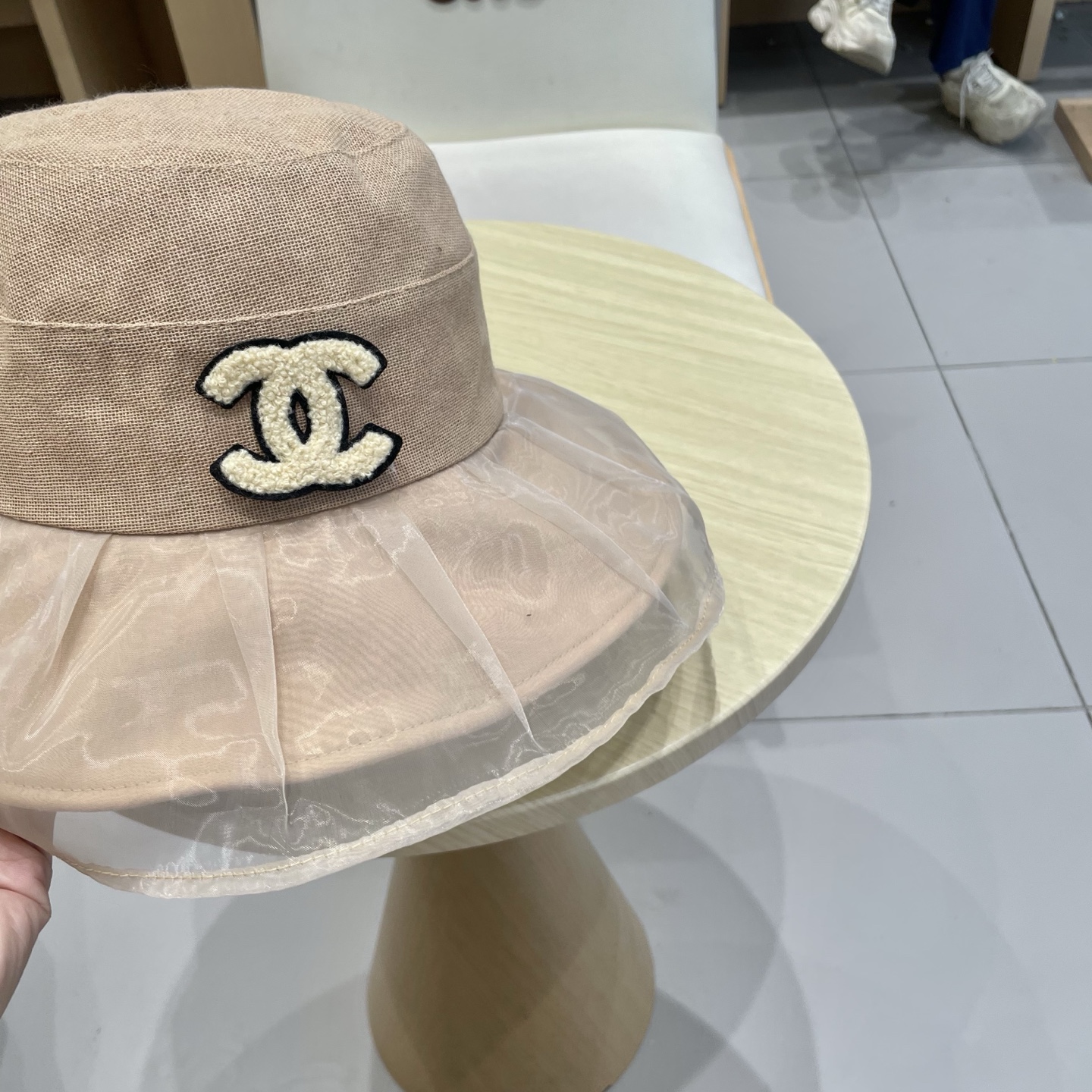  chanel香奈儿柔纱双层帽檐渔夫帽女夏唯美韩版遮阳帽透气仿和纸女帽子洋气盆帽