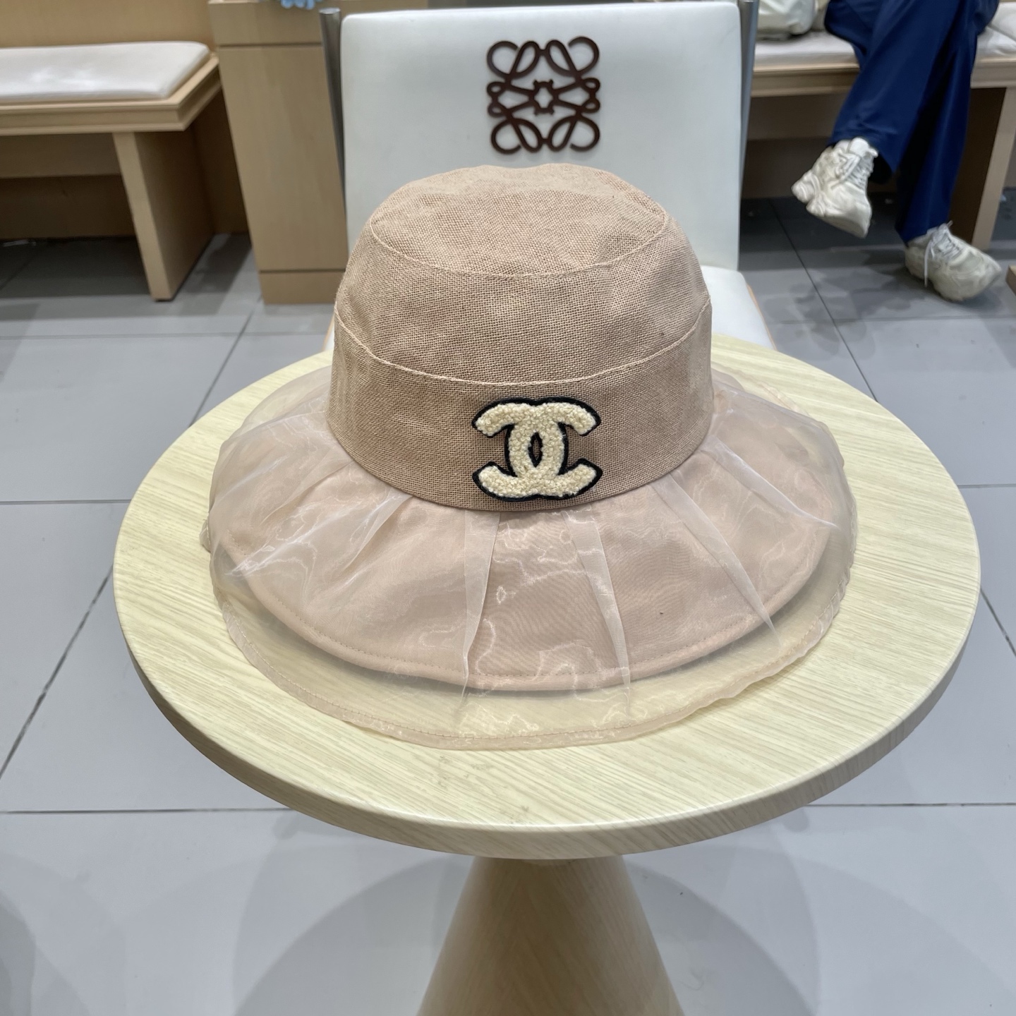  chanel香奈儿柔纱双层帽檐渔夫帽女夏唯美韩版遮阳帽透气仿和纸女帽子洋气盆帽