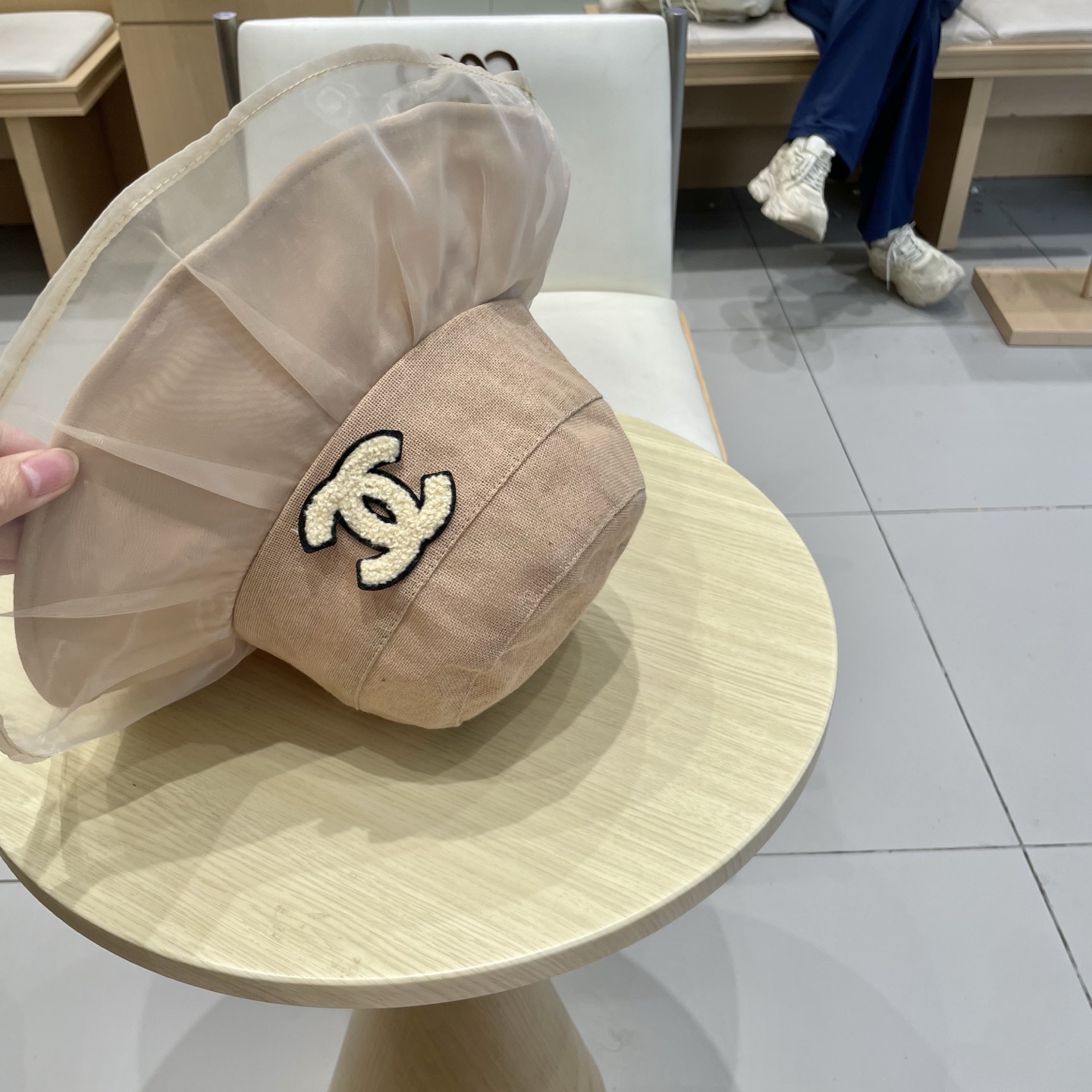  chanel香奈儿柔纱双层帽檐渔夫帽女夏唯美韩版遮阳帽透气仿和纸女帽子洋气盆帽