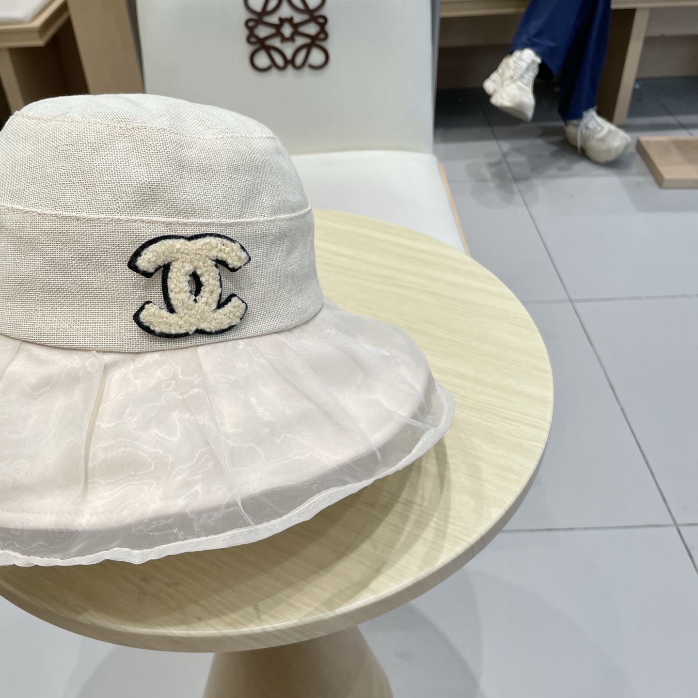  chanel香奈儿柔纱双层帽檐渔夫帽女夏唯美韩版遮阳帽透气仿和纸女帽子洋气盆帽