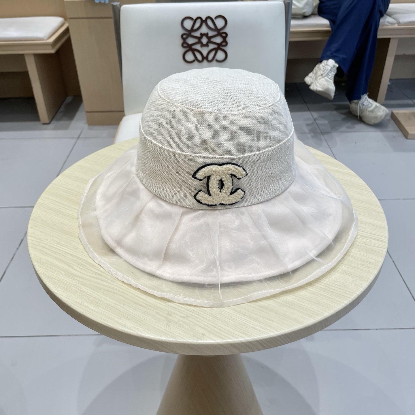  chanel香奈儿柔纱双层帽檐渔夫帽女夏唯美韩版遮阳帽透气仿和纸女帽子洋气盆帽