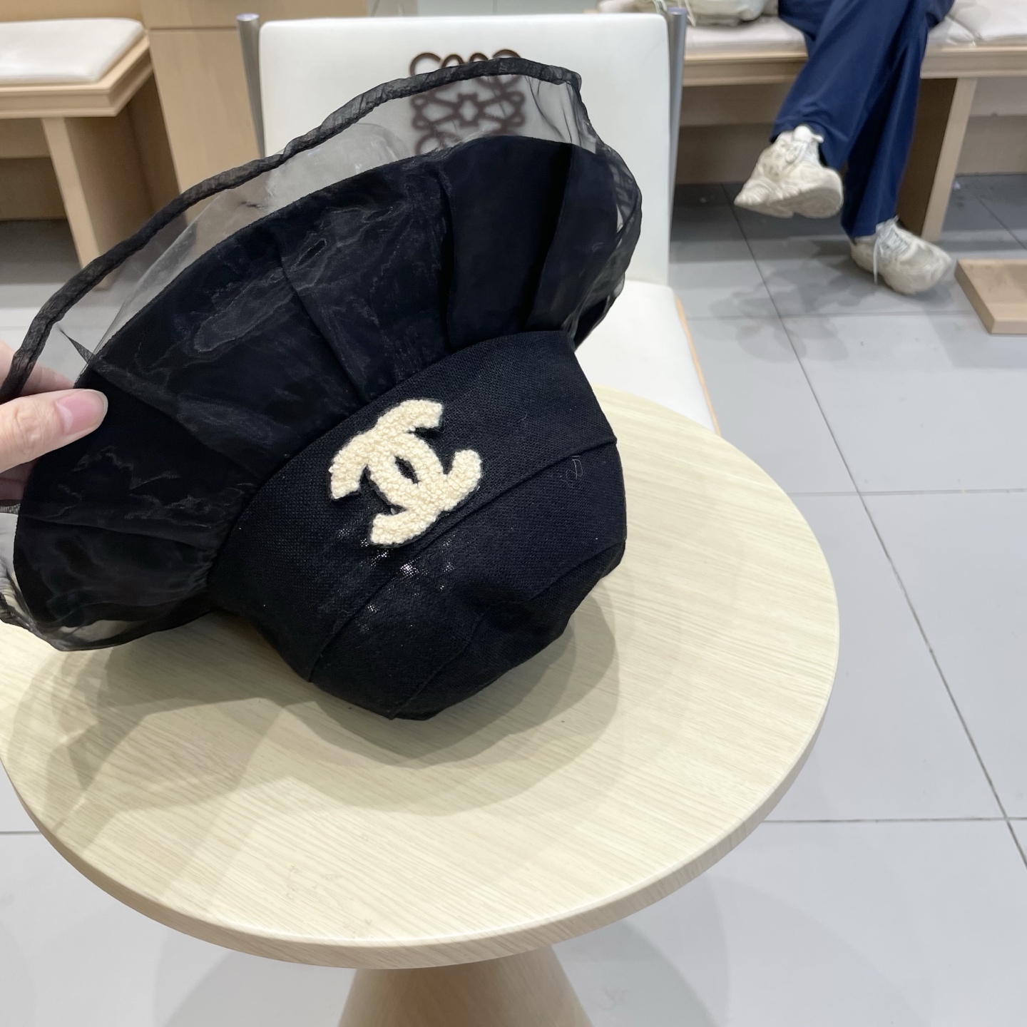  chanel香奈儿柔纱双层帽檐渔夫帽女夏唯美韩版遮阳帽透气仿和纸女帽子洋气盆帽