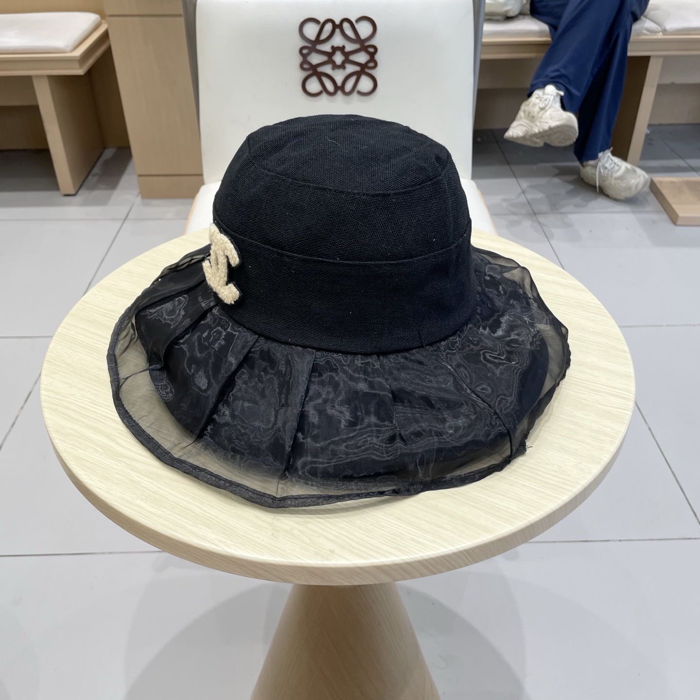  chanel香奈儿柔纱双层帽檐渔夫帽女夏唯美韩版遮阳帽透气仿和纸女帽子洋气盆帽