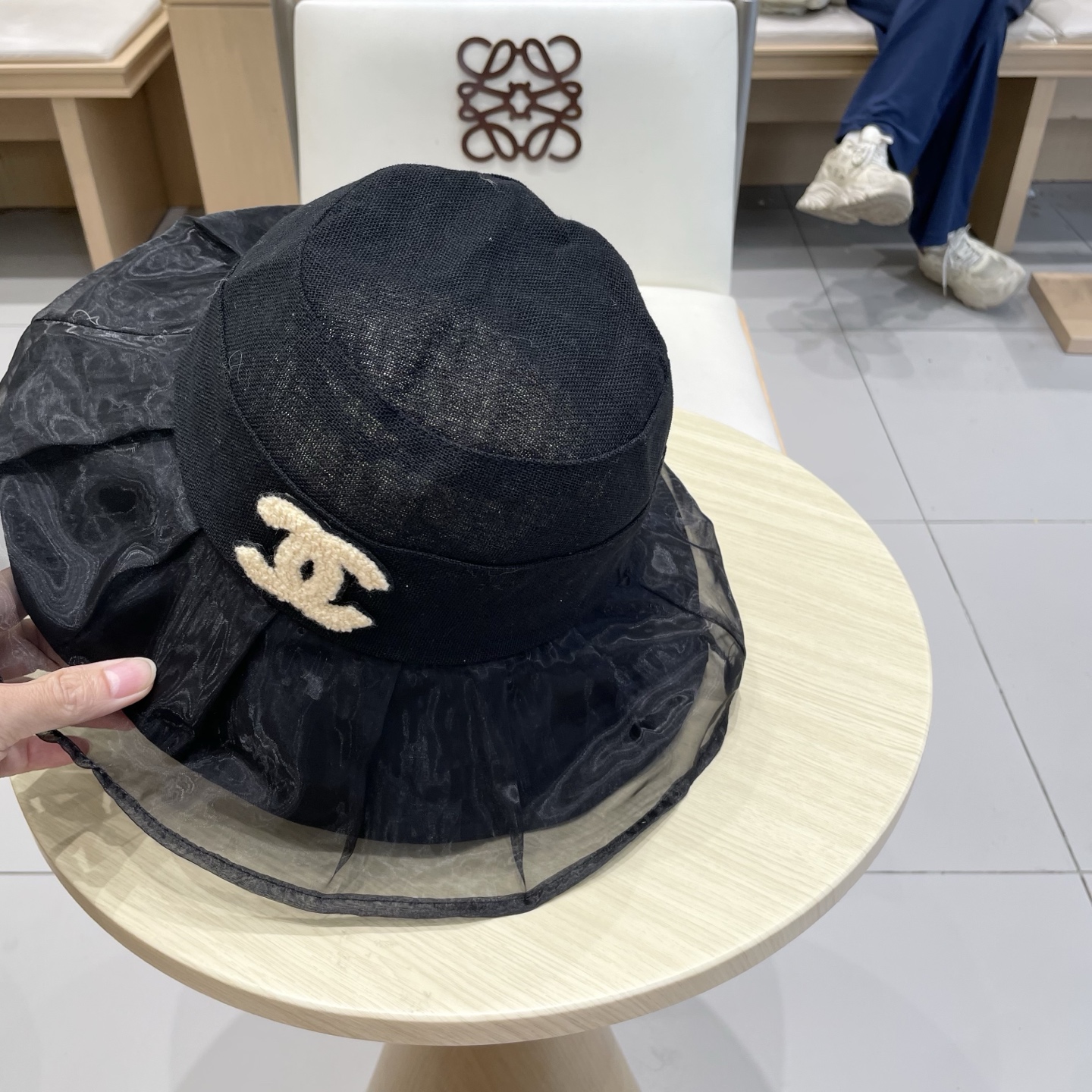  chanel香奈儿柔纱双层帽檐渔夫帽女夏唯美韩版遮阳帽透气仿和纸女帽子洋气盆帽