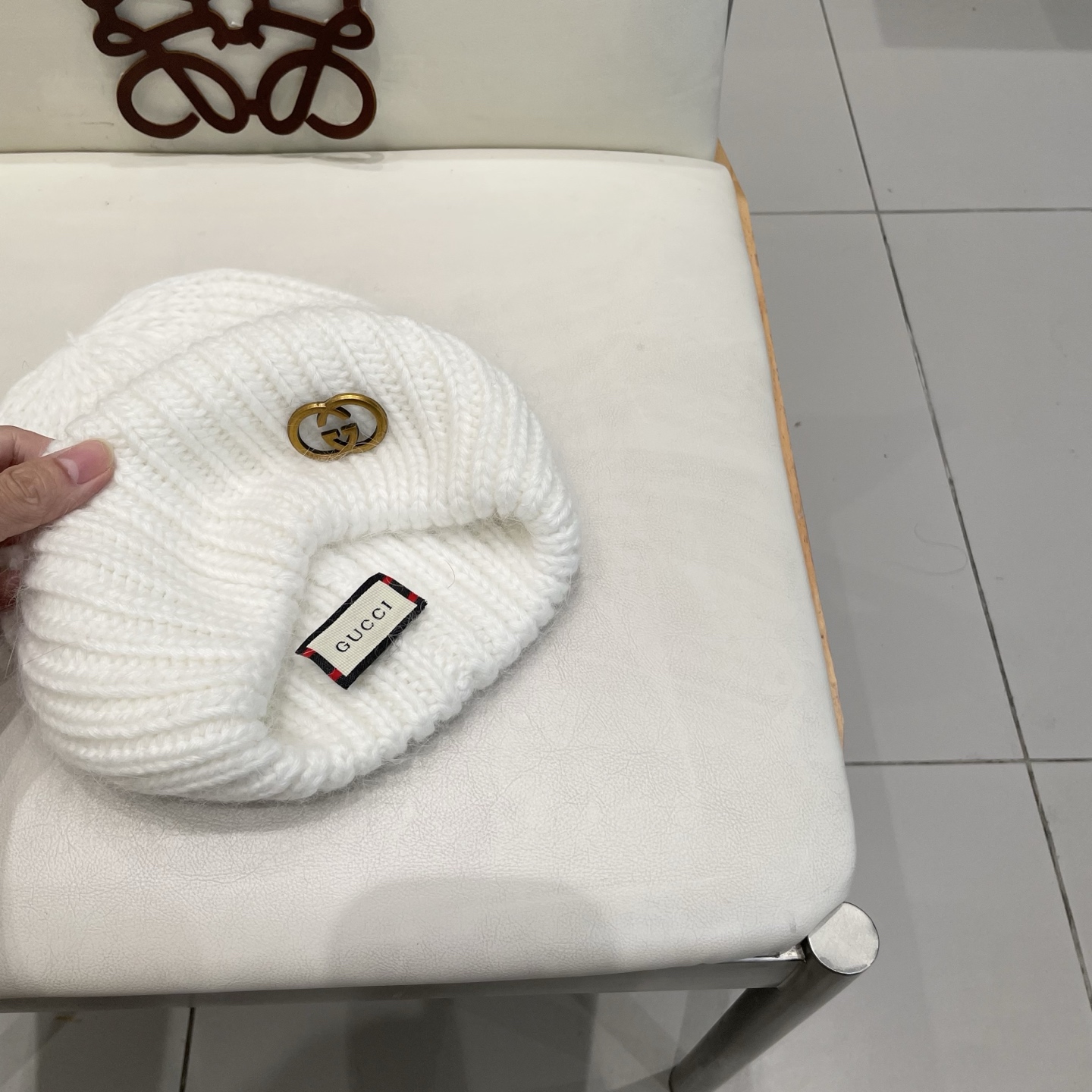  gucci古奇兔毛毛线帽女秋冬韩国大头围黑色帽子日系显脸小针织线帽宽松冷帽