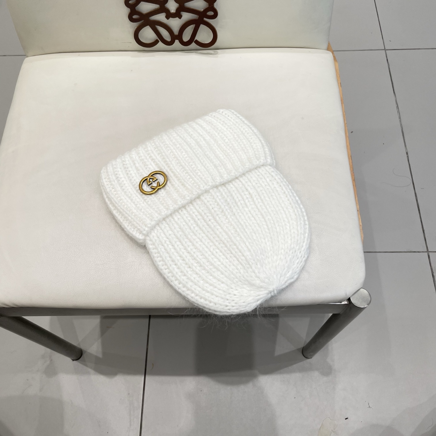  gucci古奇兔毛毛线帽女秋冬韩国大头围黑色帽子日系显脸小针织线帽宽松冷帽