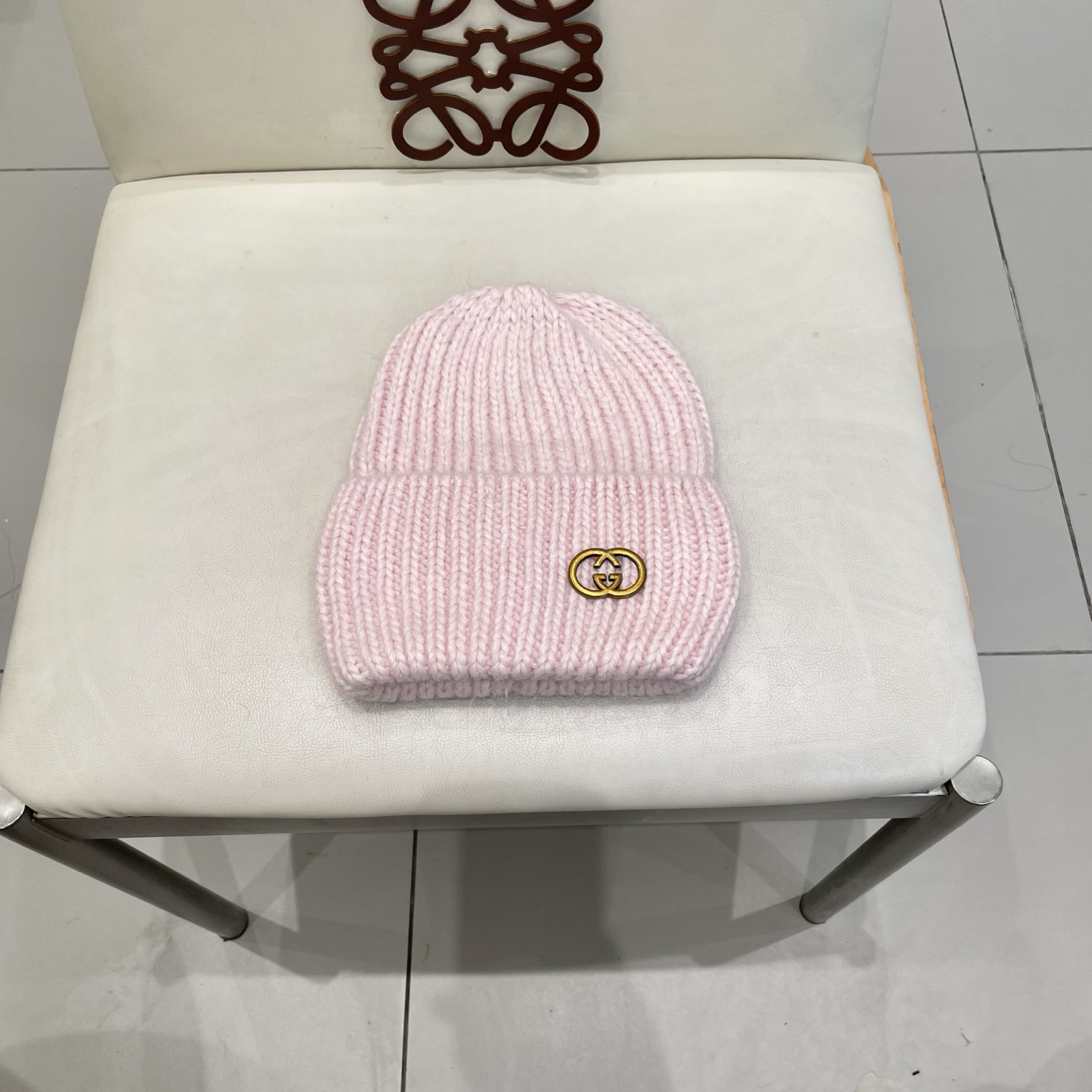  gucci古奇兔毛毛线帽女秋冬韩国大头围黑色帽子日系显脸小针织线帽宽松冷帽