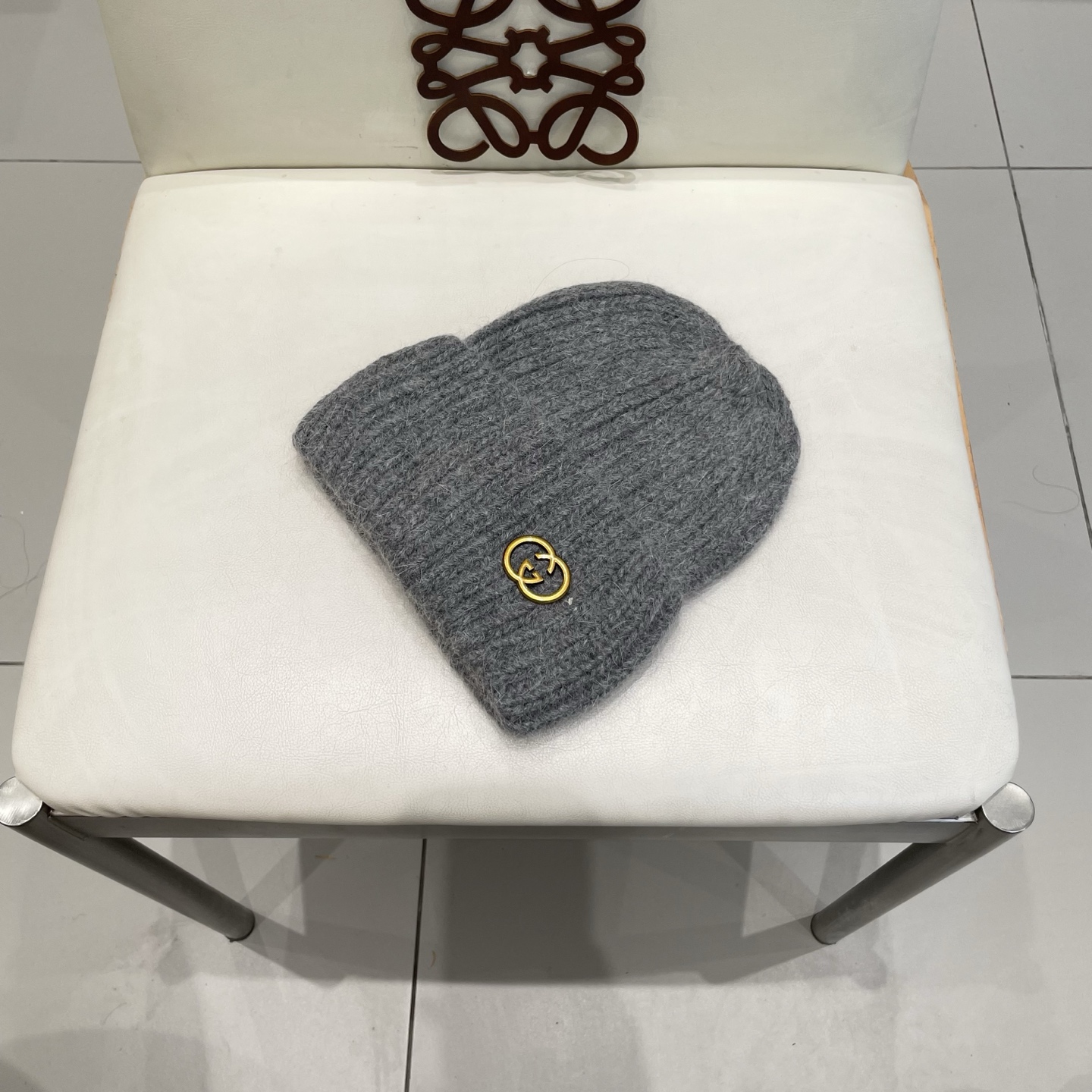  gucci古奇兔毛毛线帽女秋冬韩国大头围黑色帽子日系显脸小针织线帽宽松冷帽