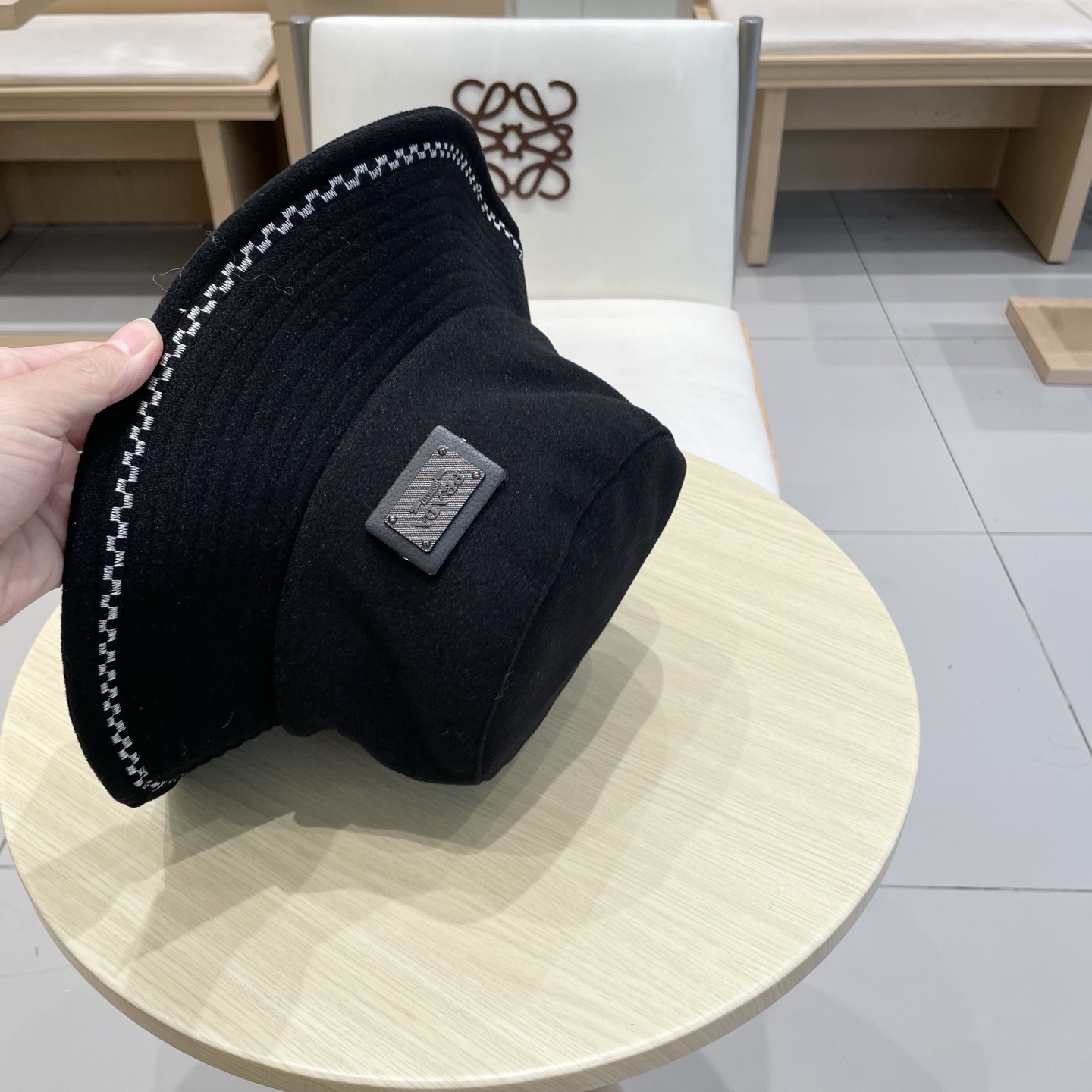 🆕rada普拉达2025新款法式赫本风盆帽双面呢羊毛韩版波浪刺绣渔夫帽女秋冬百搭