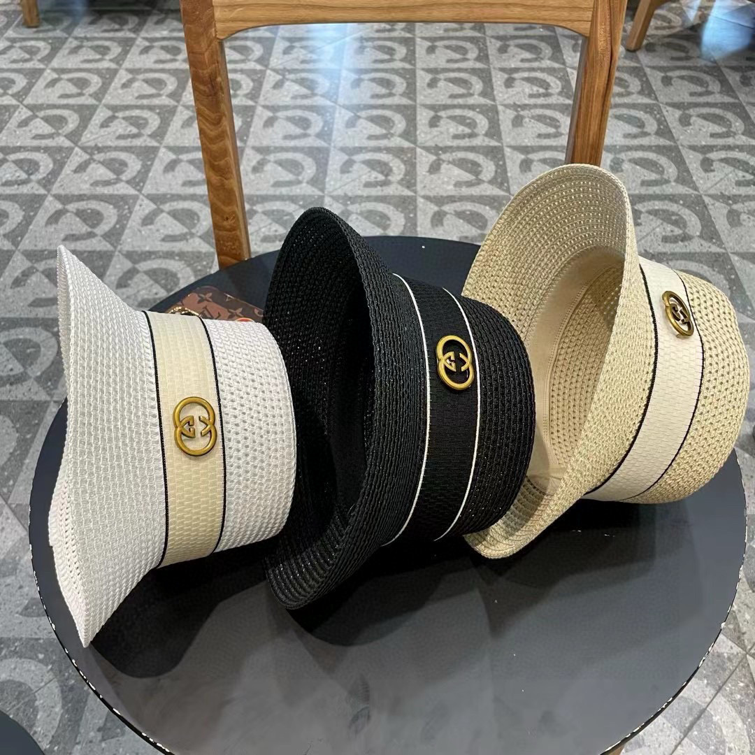   Gucci古奇草帽，重工设计风格，沙滩帽，大草帽，头围57cm