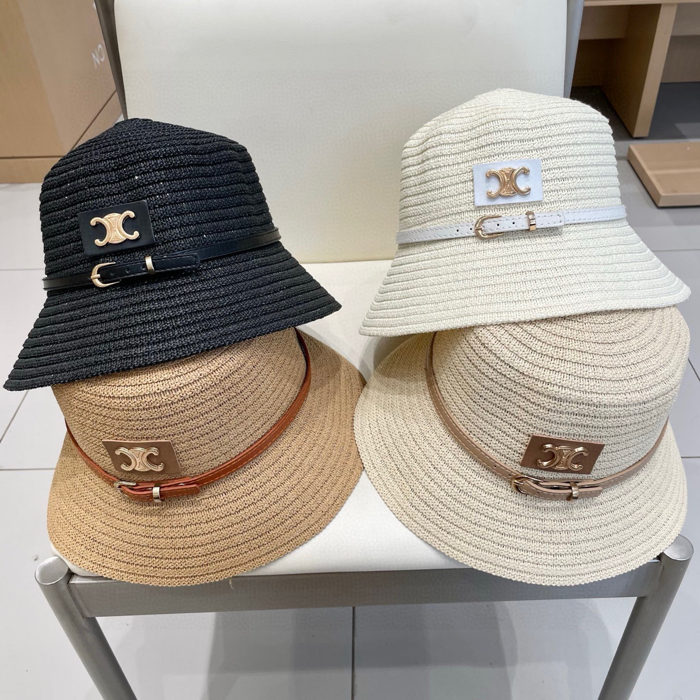  塞琳celien新款草帽，平顶礼帽，头围57cm