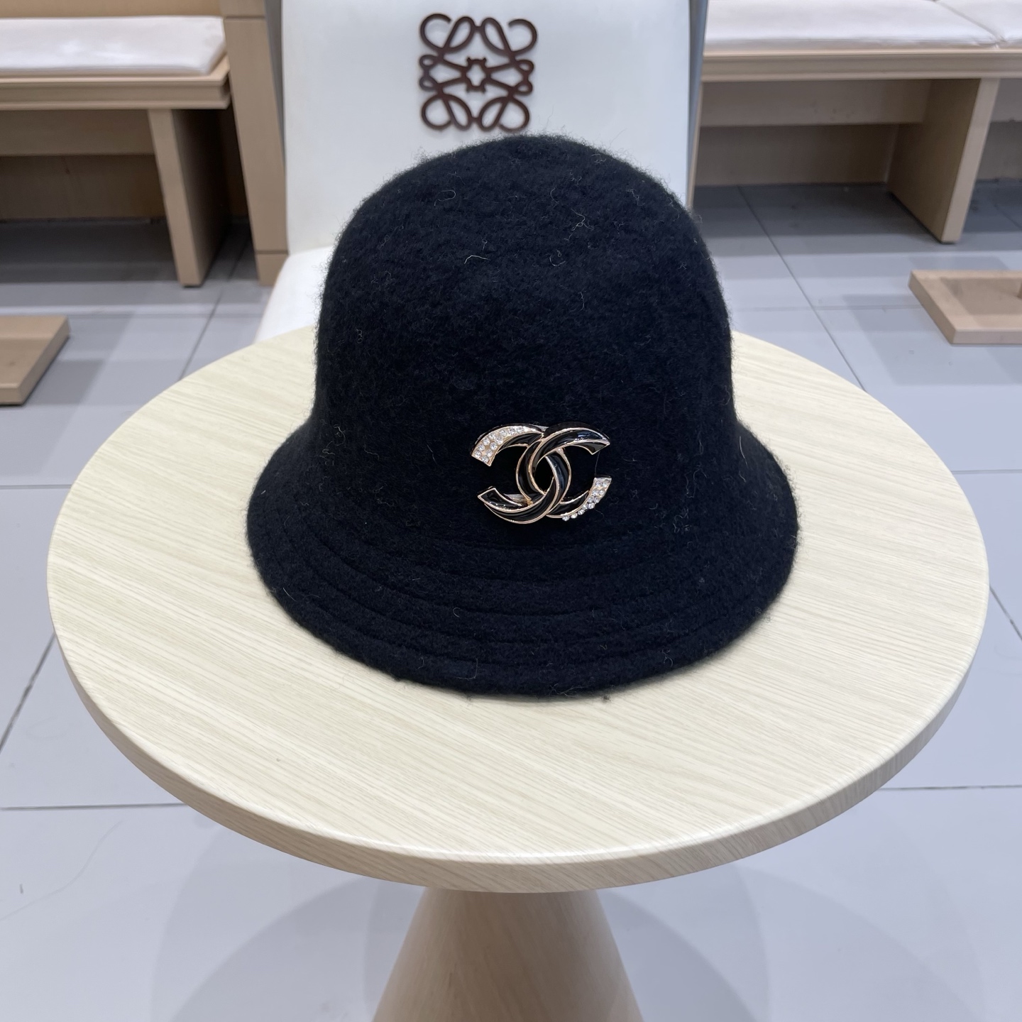  chanel香奈儿羊毛帽子女秋冬新款韩版百搭纯色毛呢渔夫帽可折叠显脸小保暖盆帽