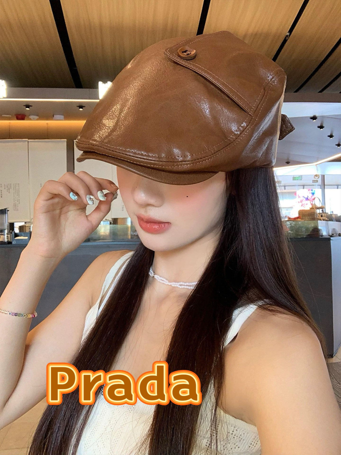 NO:364573,Prada 2025 new autumn retro Pu leather front hat women Korean version personality versatile painter hat street marrard color 02 hat fisherman hat baseball hat knit hat, hat, prada, prada, espadrilles, hatsprada普拉达2025新款秋复古Pu皮前进帽女韩版个性百搭画家帽街头美拉德色系02帽子渔夫帽棒球帽针织帽,帽子,prada,prada,espadrilles,hats,hat