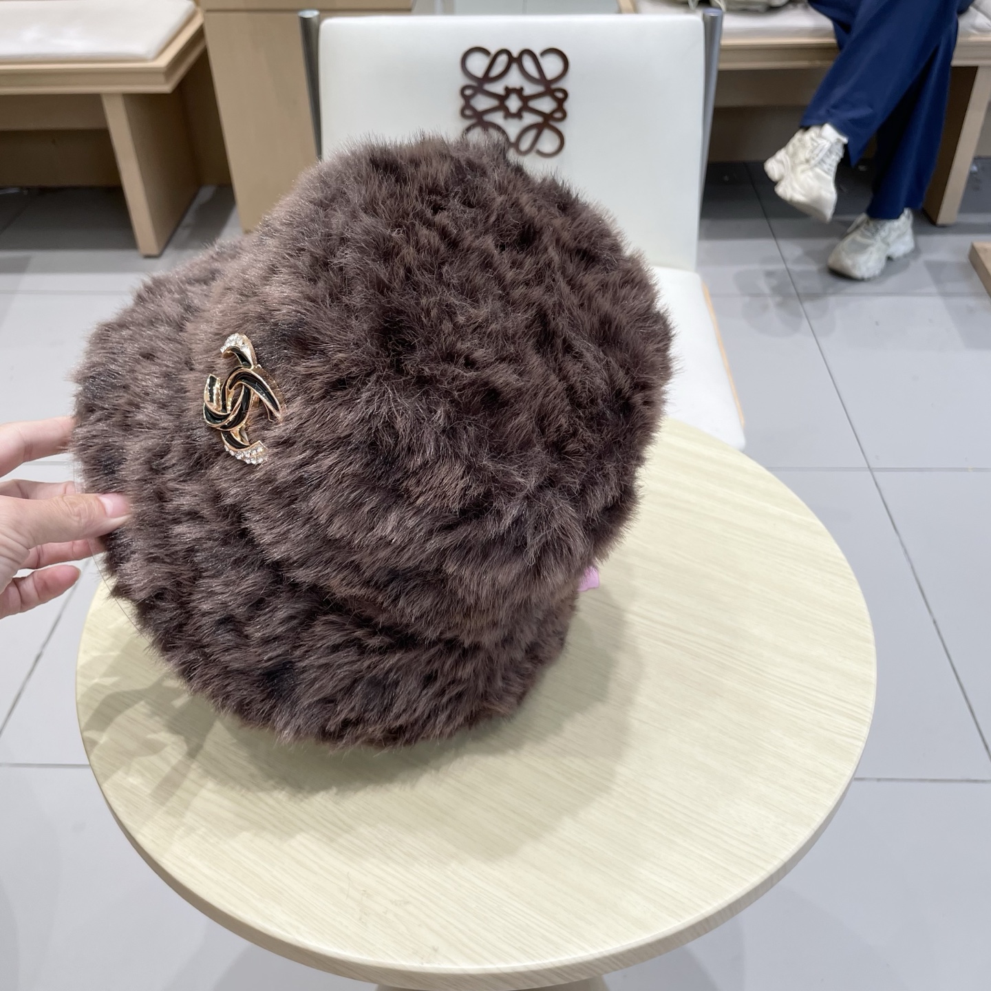  chanel香奈儿真维斯美拉德米色虎斑豹纹盆帽女子冬季保暖加厚毛绒渔夫帽显脸小