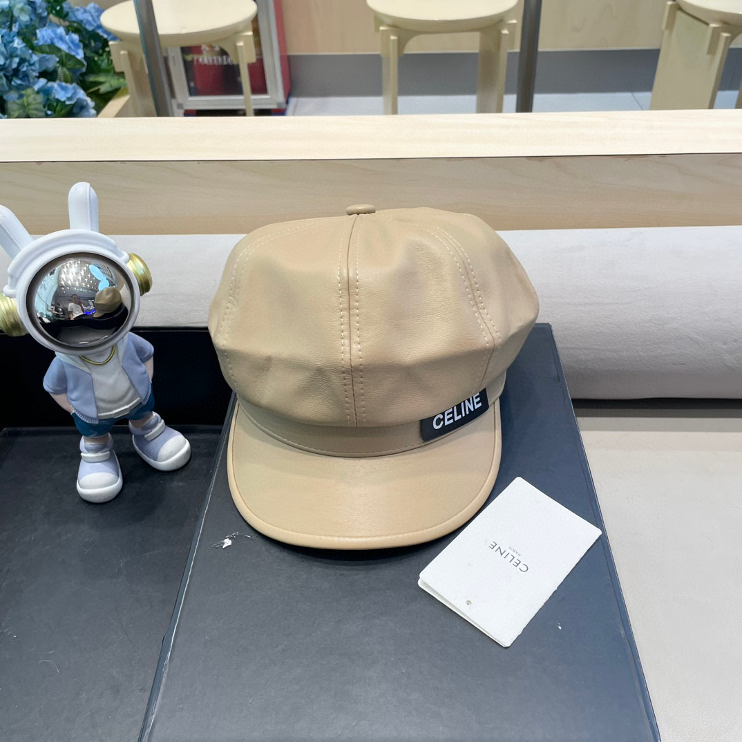  塞琳Celine大头围秋冬鸭舌帽子女黑色休闲复古画家贝雷帽显脸小云朵八角帽皮