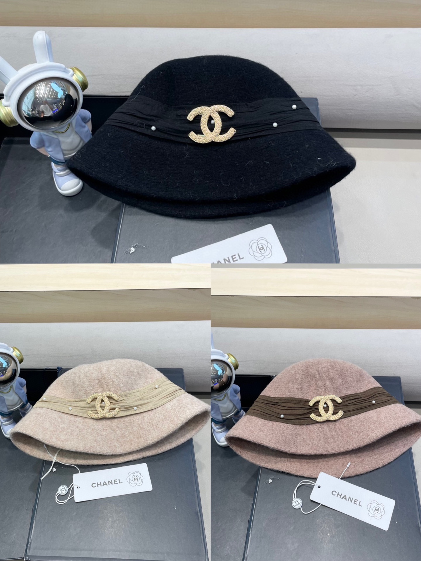   Chanel新款复古韩版帽子女百搭显脸小羊毛混纺秋冬渔夫帽女士英伦帽