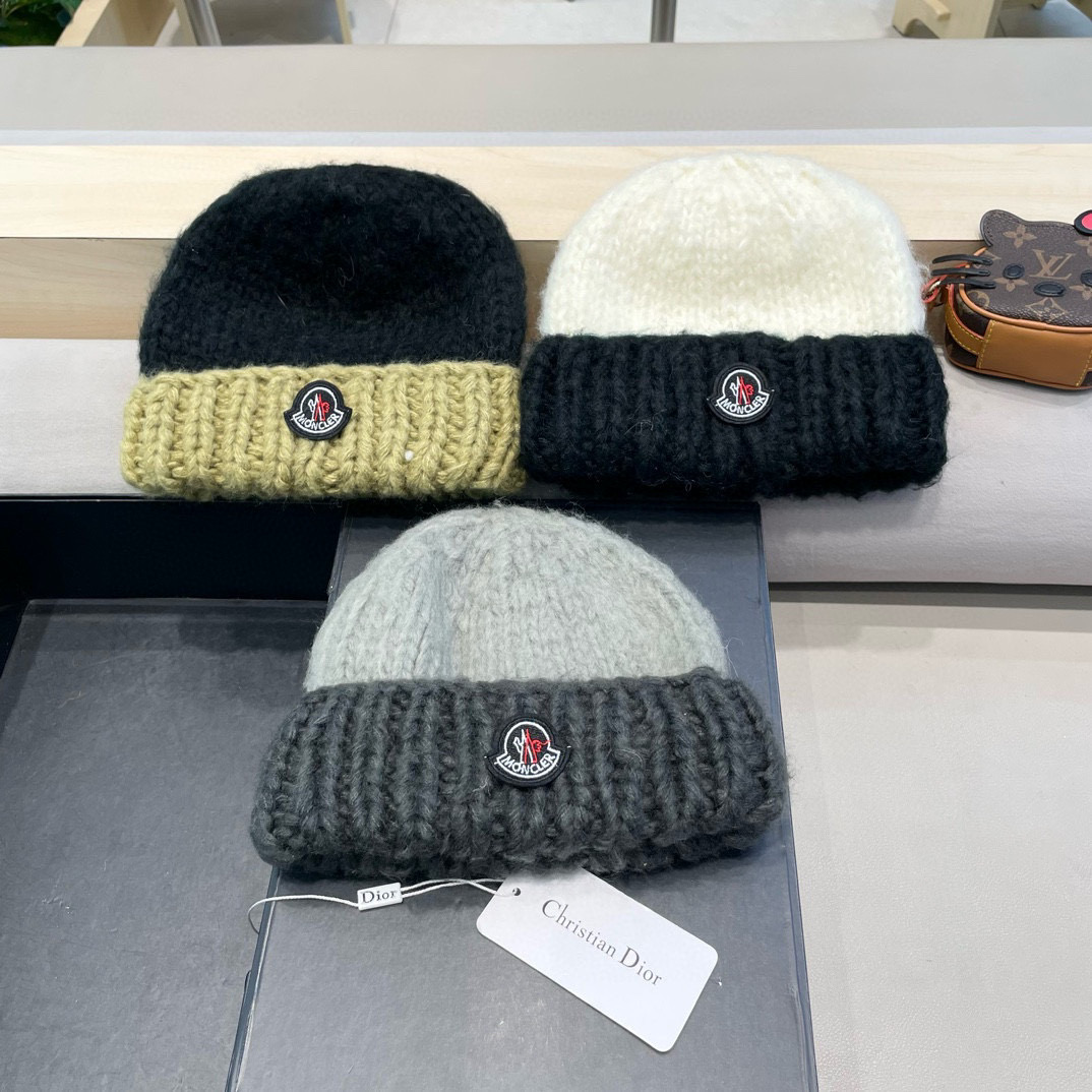  蒙口MONCLER拼色针织毛线帽